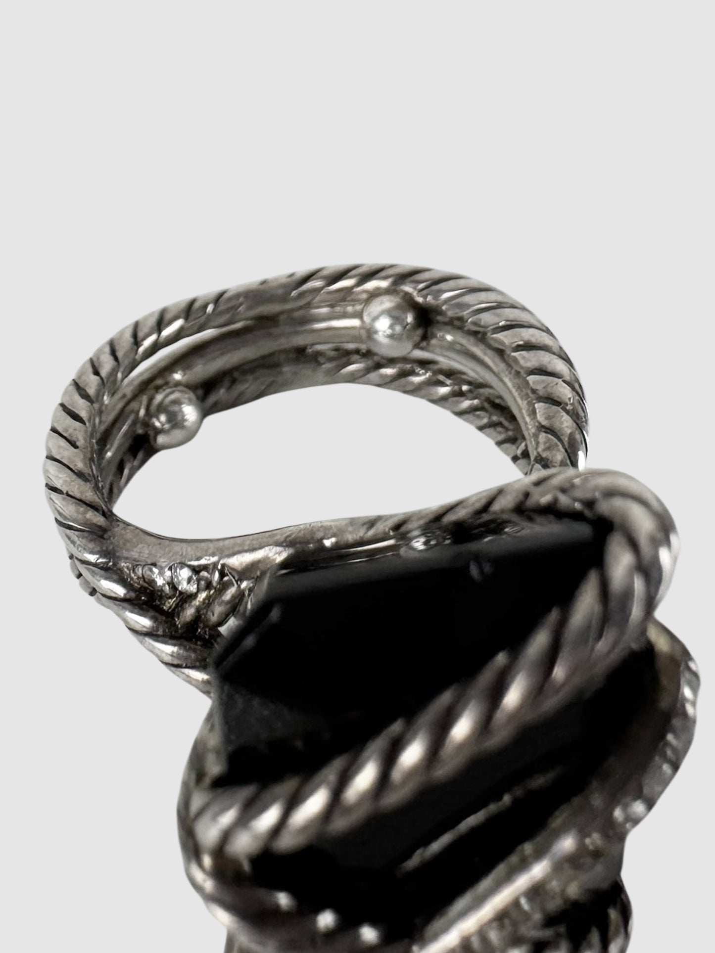 Diamond Onyx Cable Wrap Ring