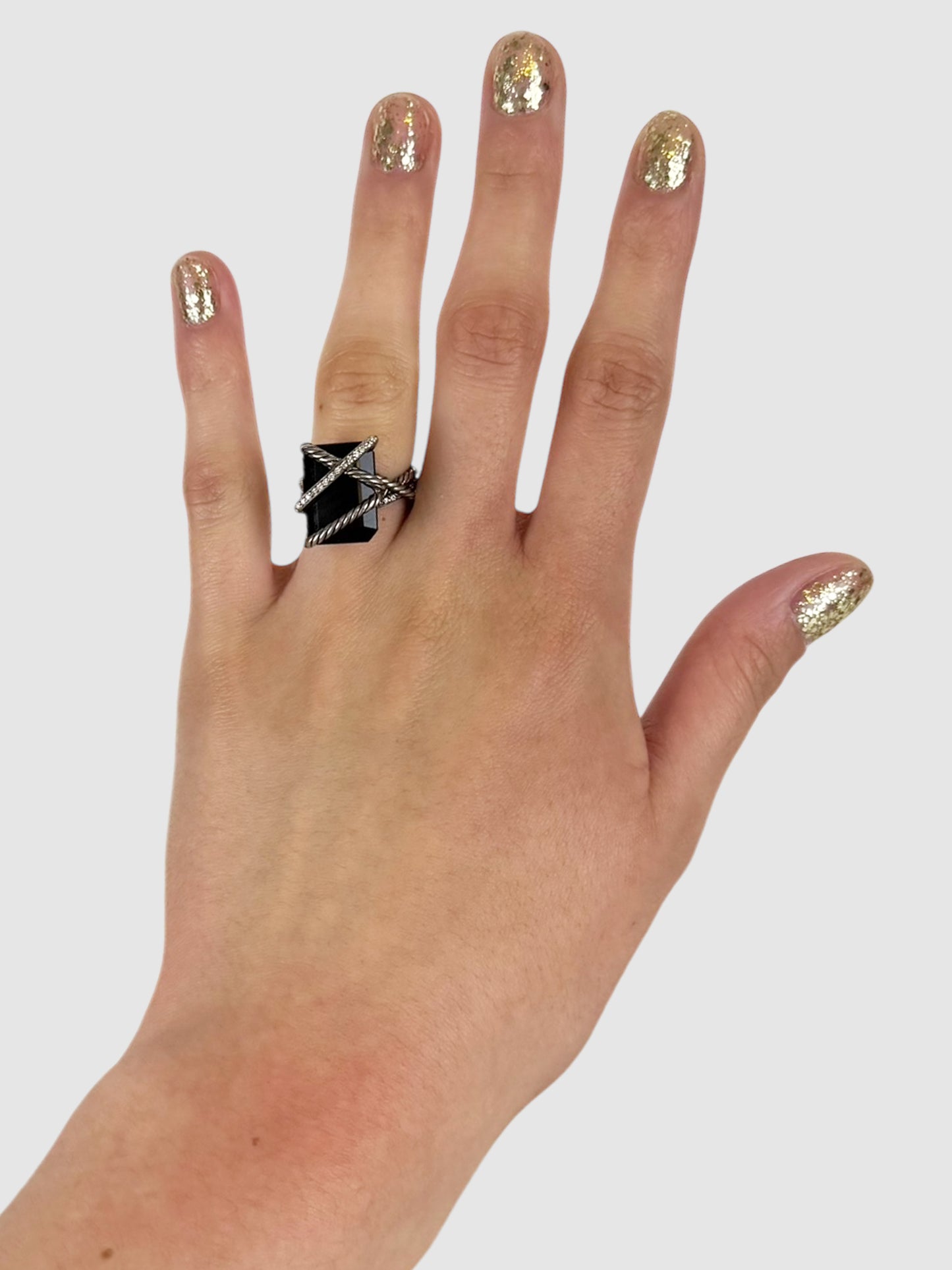 Diamond Onyx Cable Wrap Ring