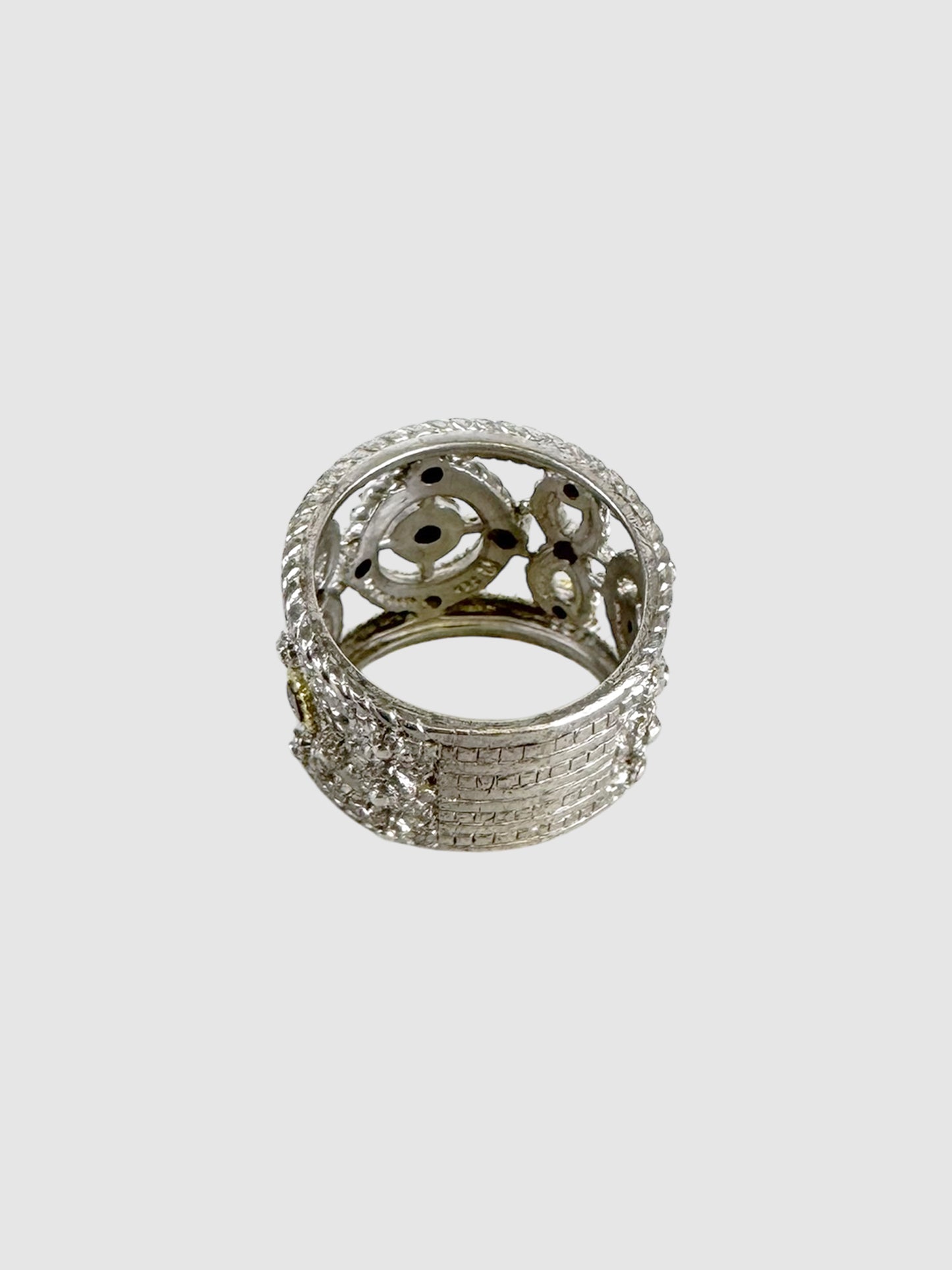 Sterling Silver Cutout Wide Band Ring