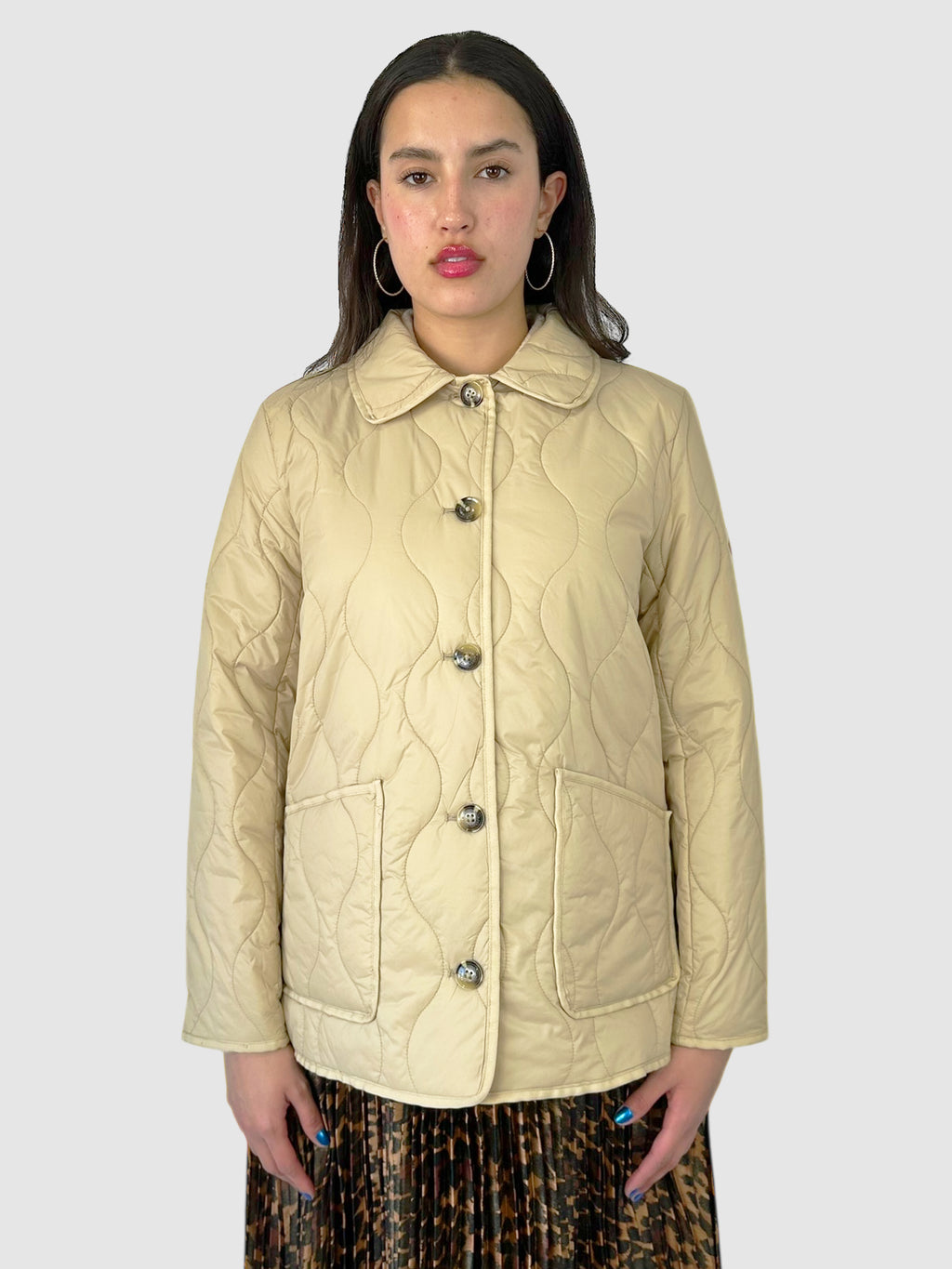 Quilted Single-Breasted Collared Jacket
