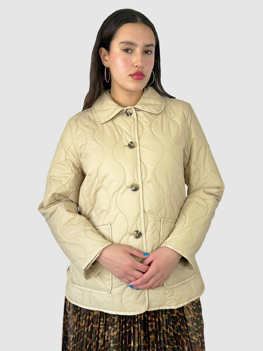 Quilted Single-Breasted Collared Jacket