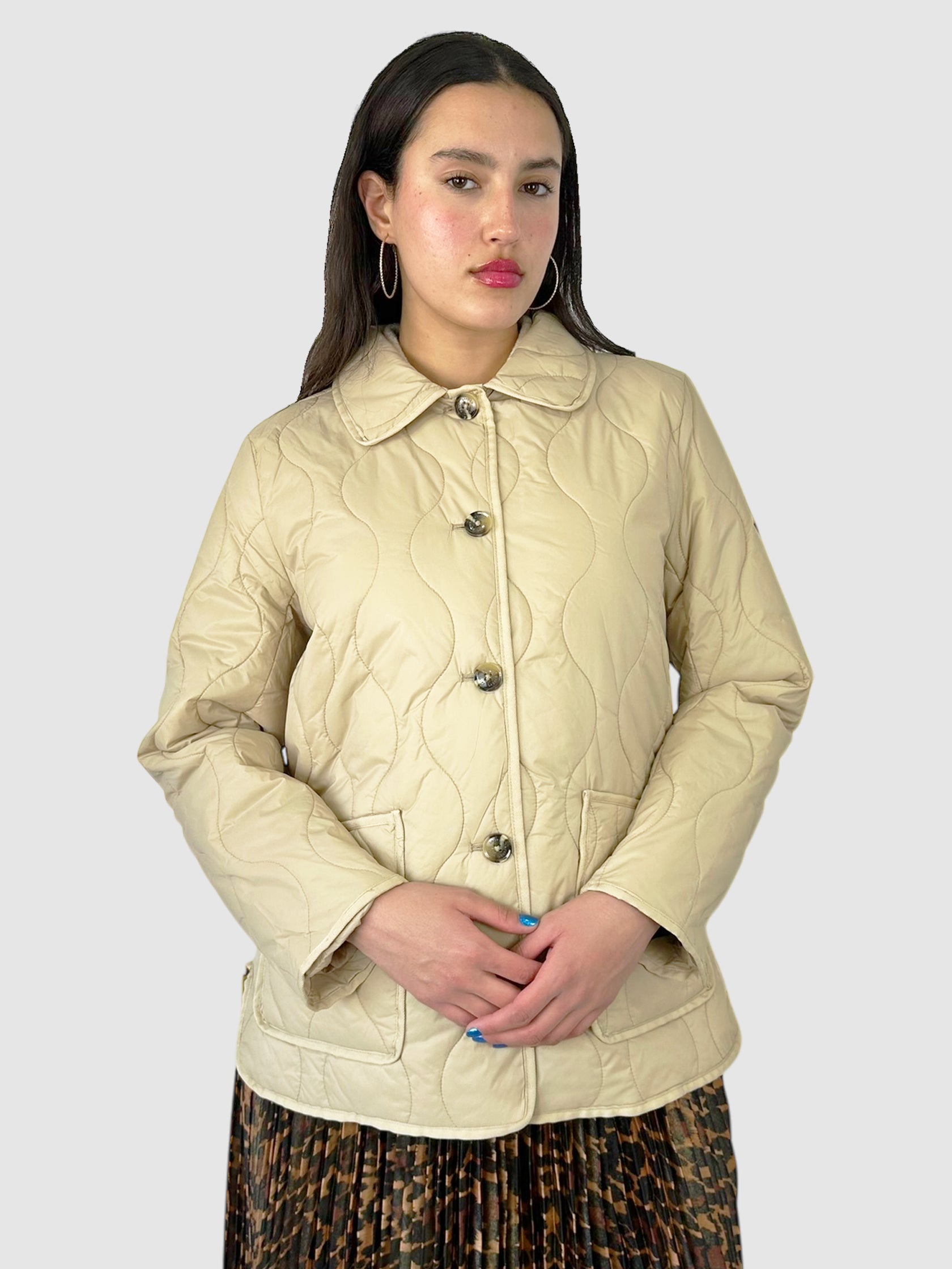 Quilted Single-Breasted Collared Jacket