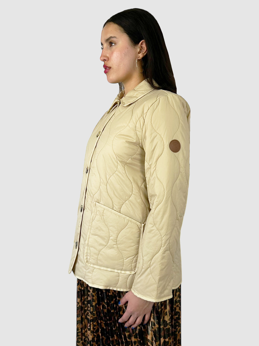 Quilted Single-Breasted Collared Jacket