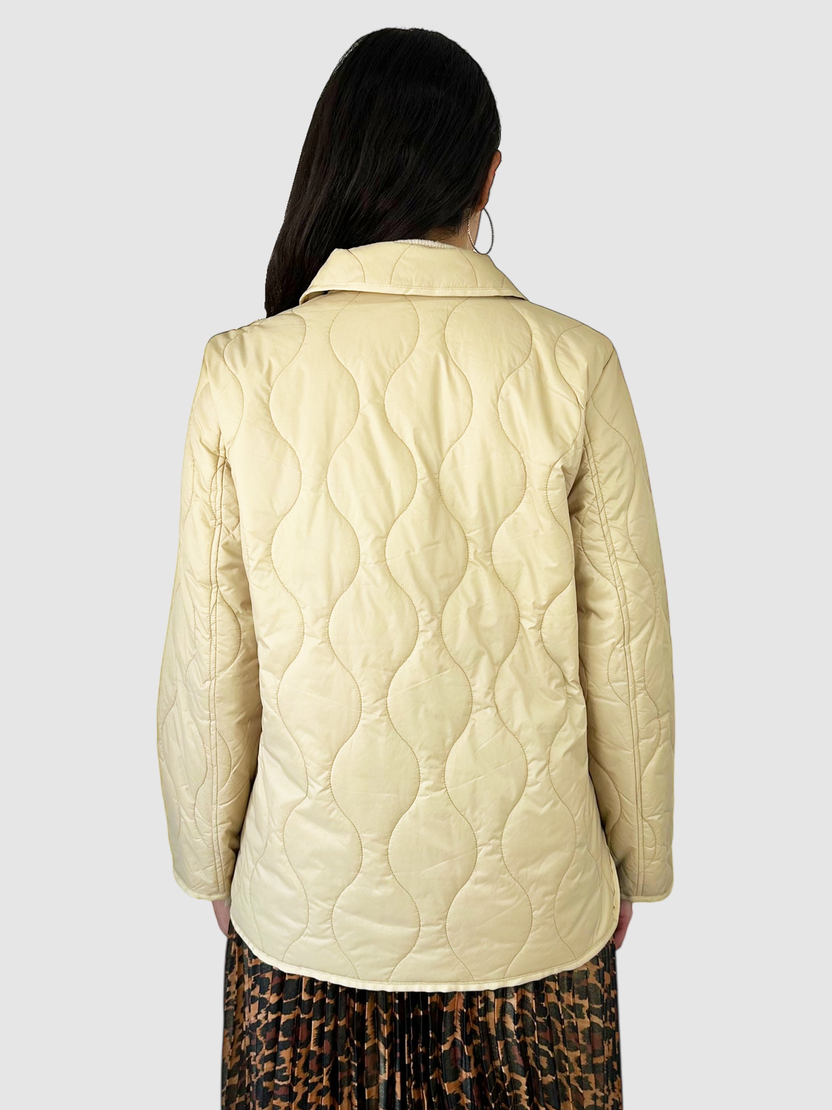 Quilted Single-Breasted Collared Jacket