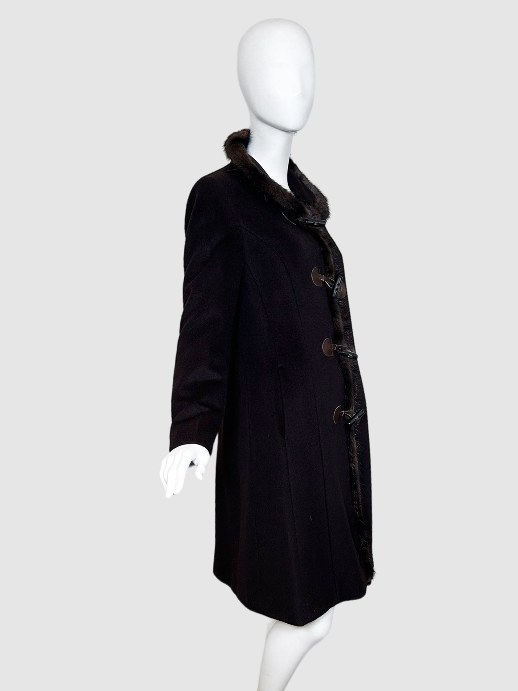 Cinzia Rocca Wool Coat with Fur Trim - Size 8