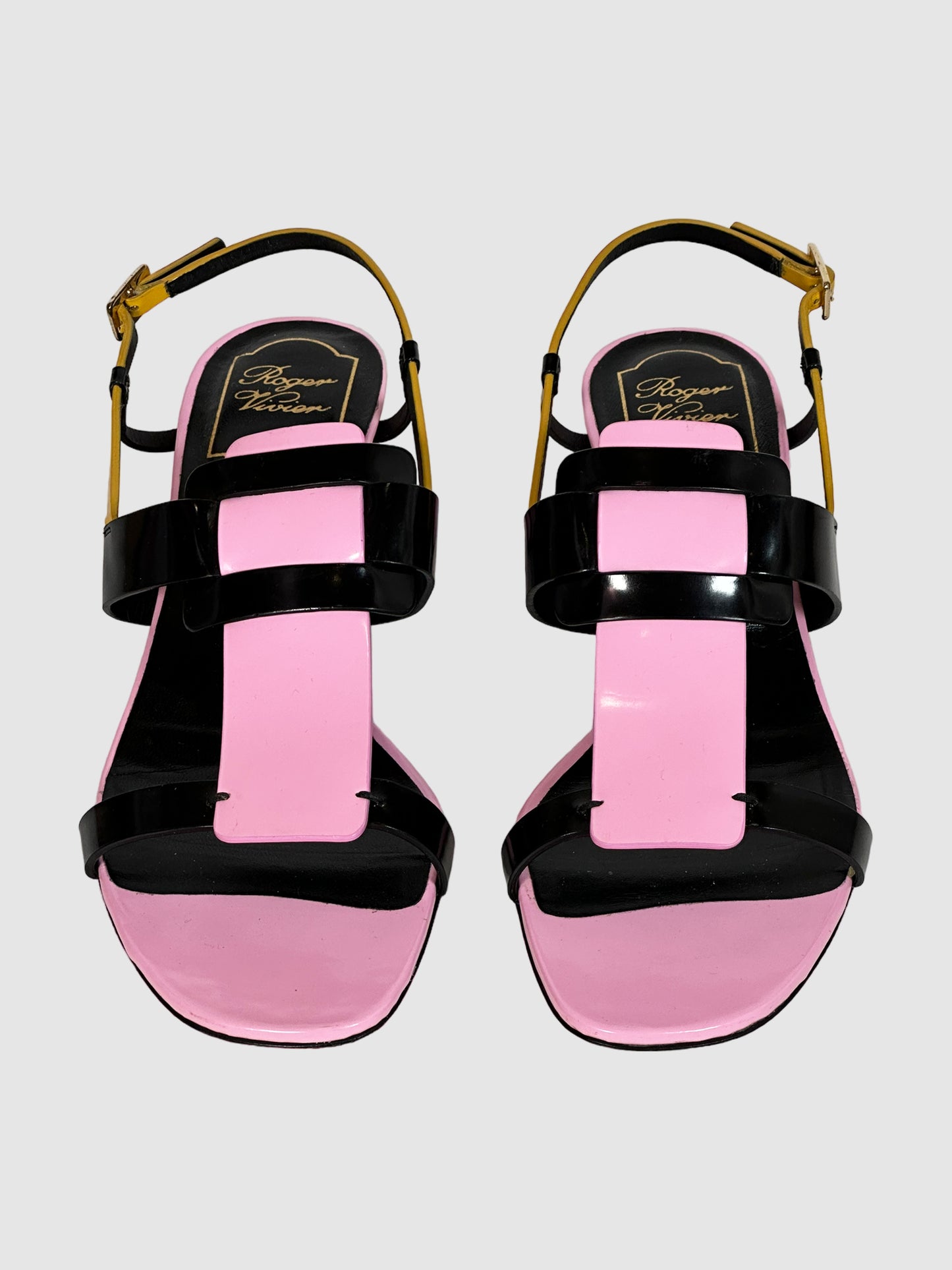 Roger Vivier Leather T-Strap Sandals - Size 38.5