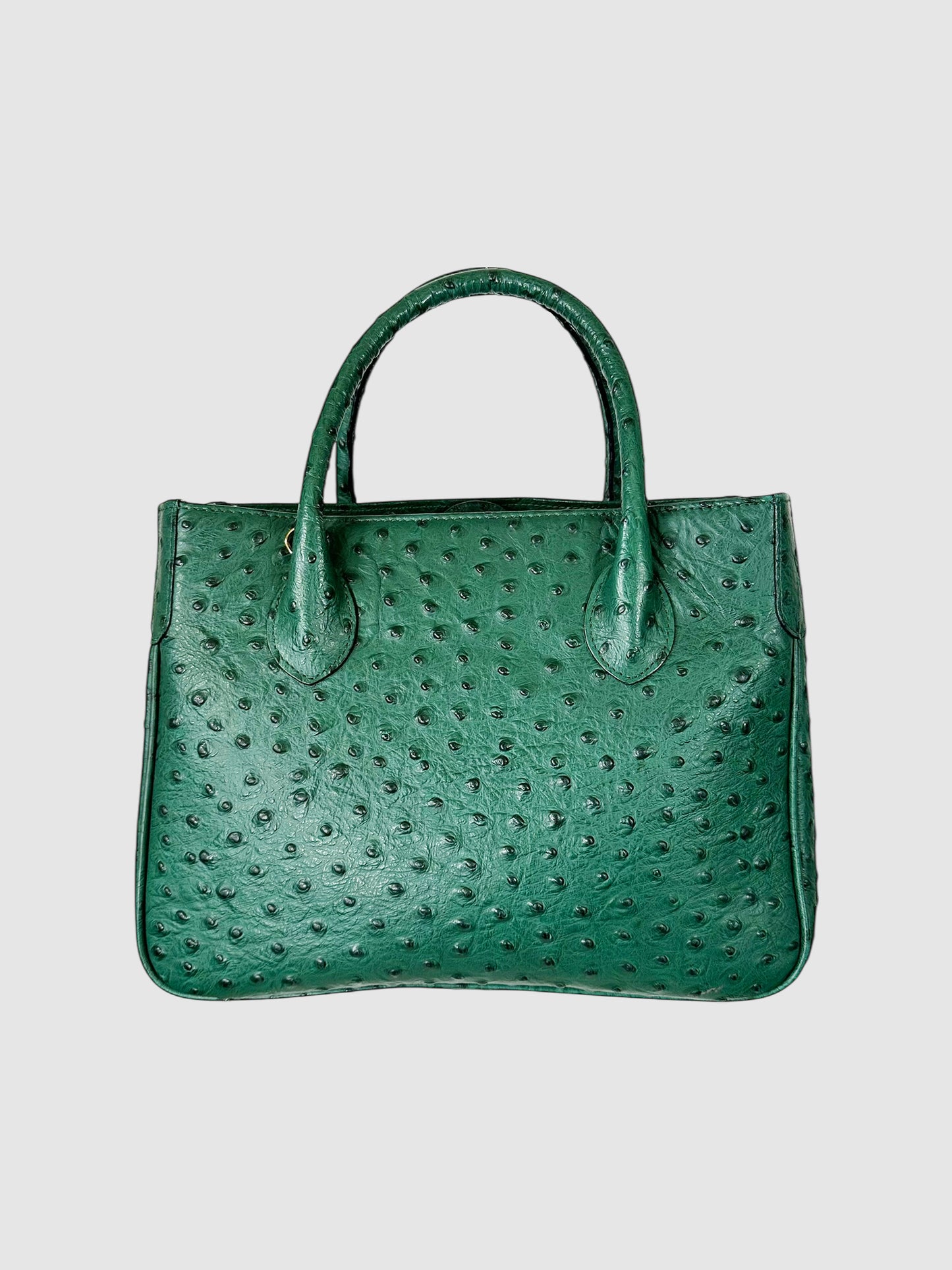 Ostrich Leather Top Handle Bag