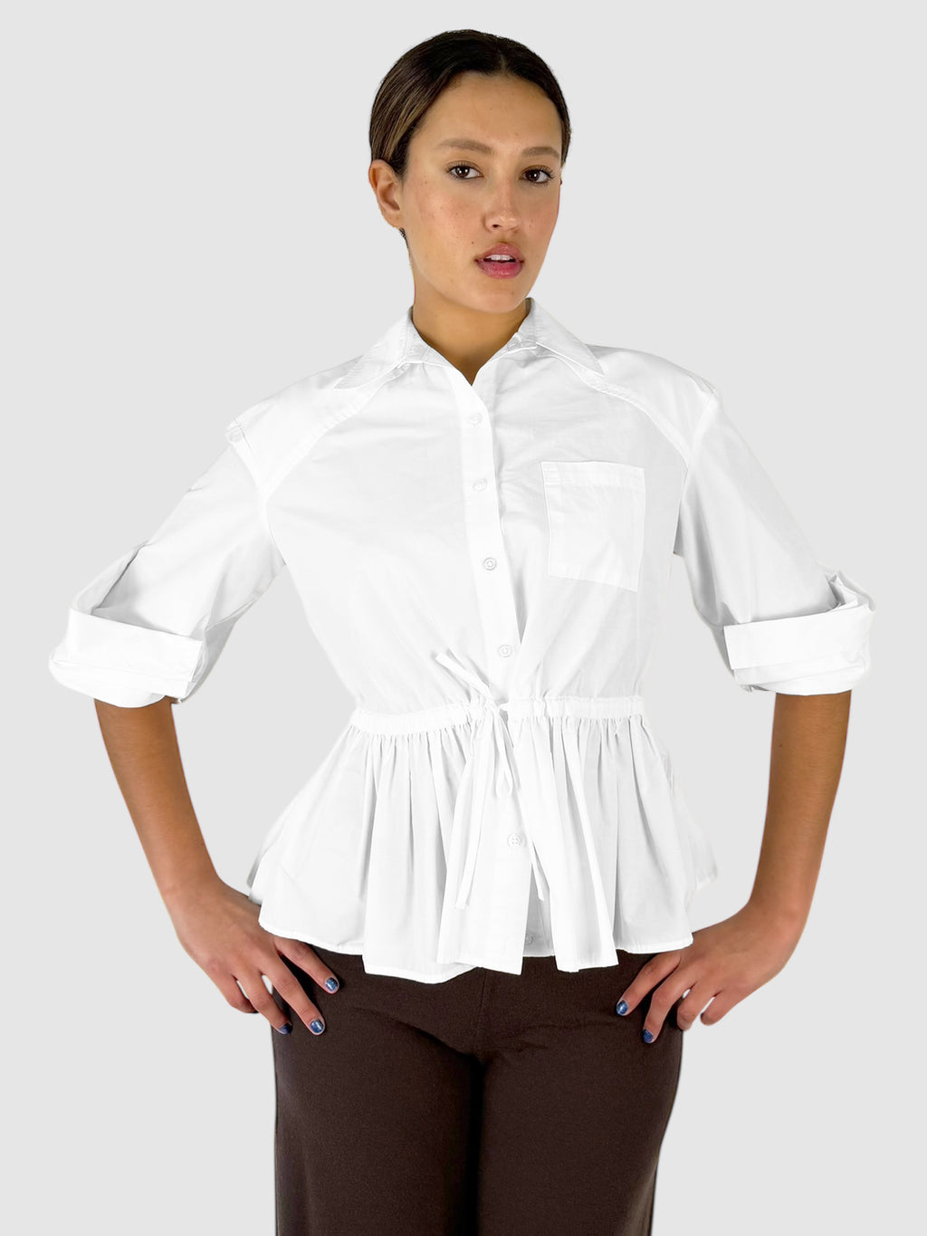 Cinched Button-Up top