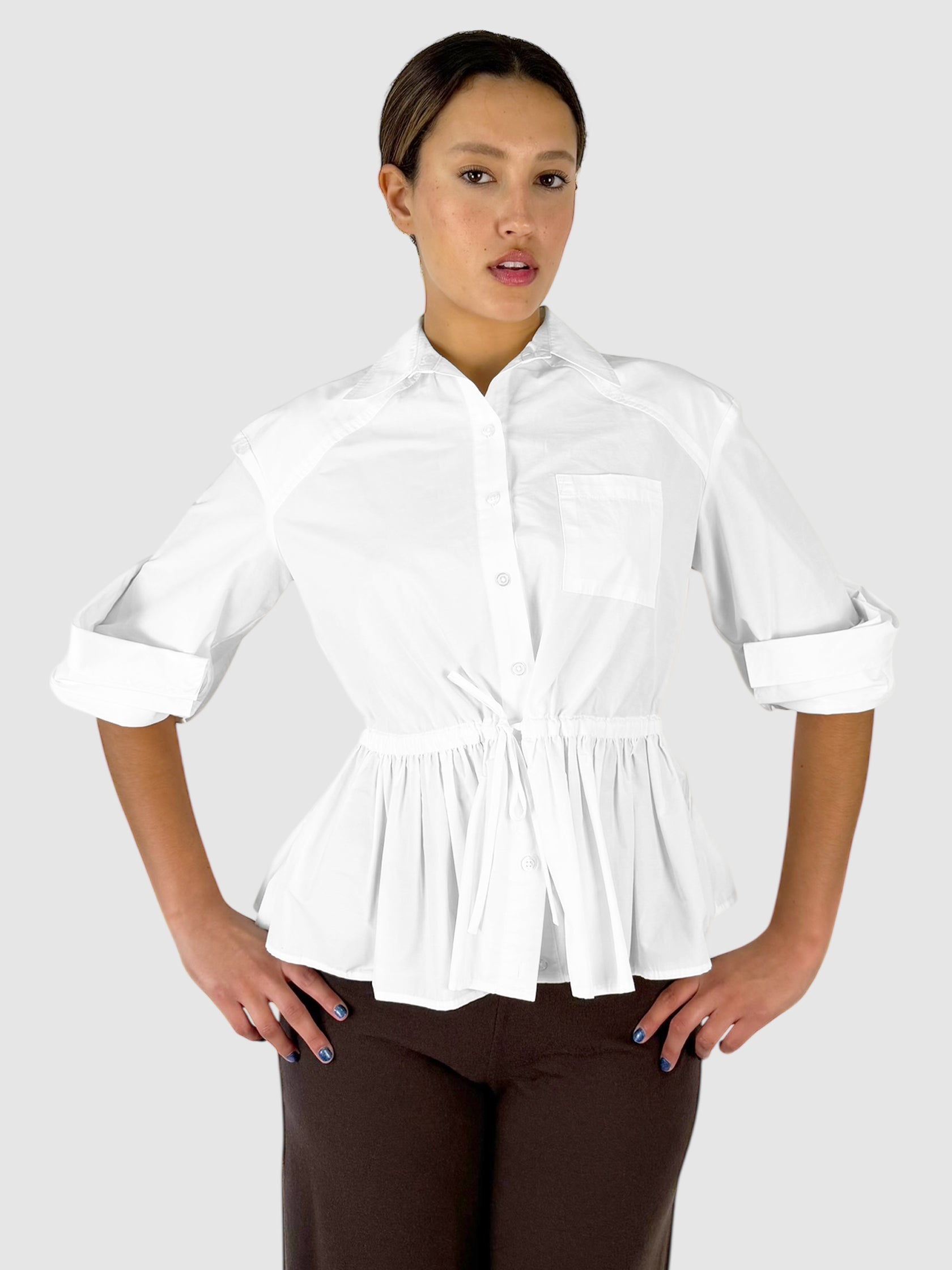 Cinched Button-Up top