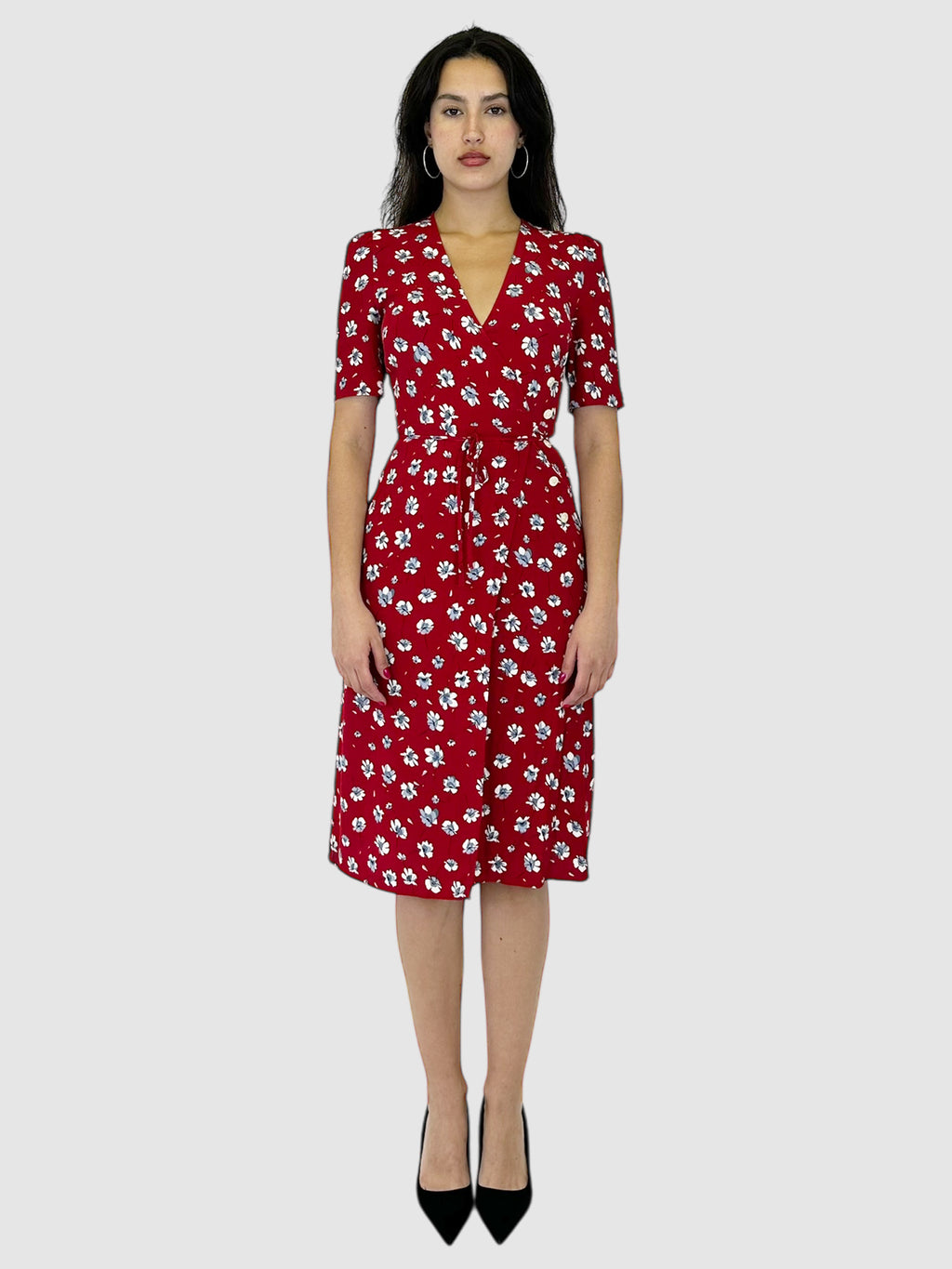 Gabin Floral Wrap Midi Dress - Size 34