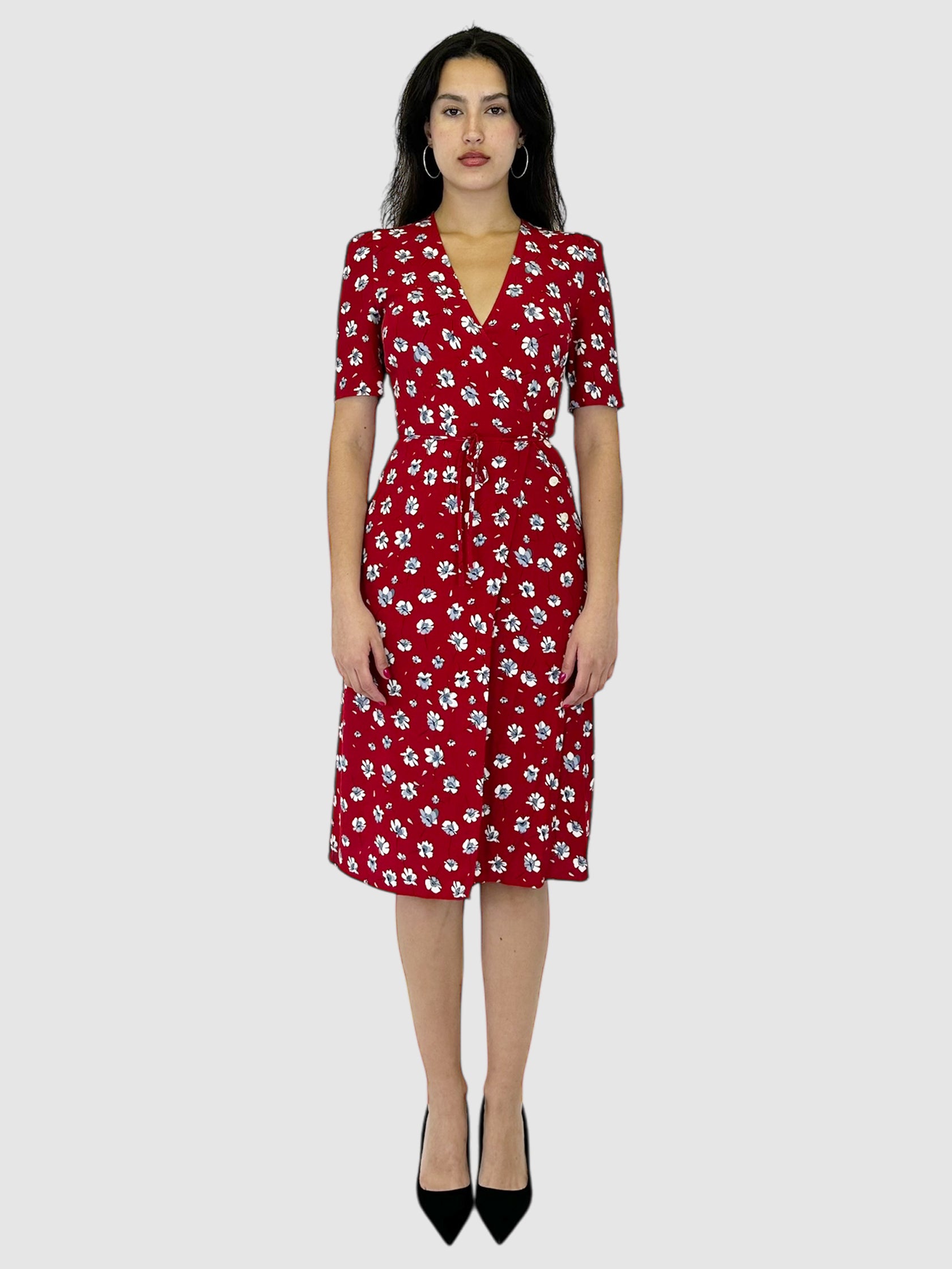 Gabin Floral Wrap Midi Dress - Size 34