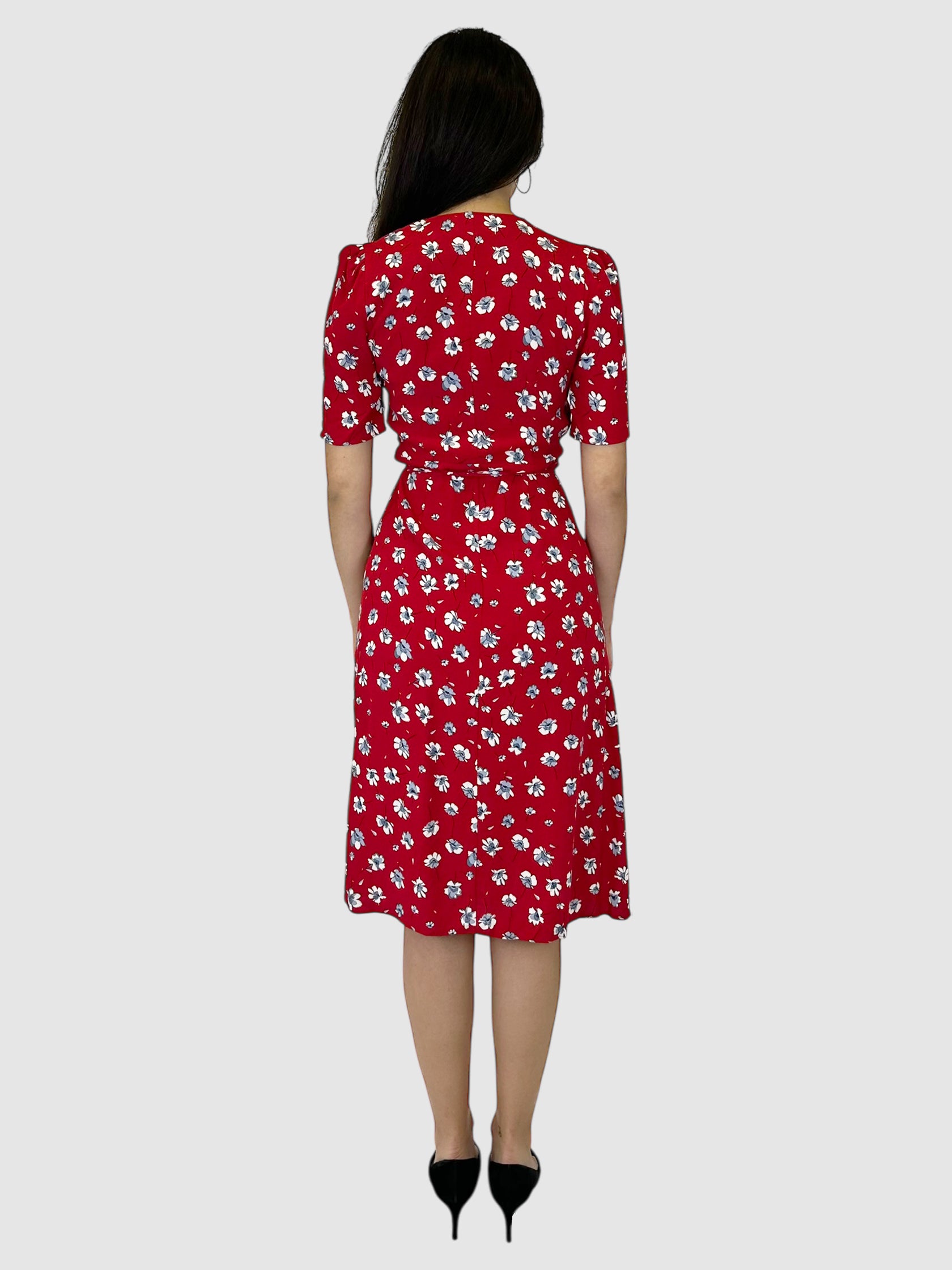 Gabin Floral Wrap Midi Dress - Size 34