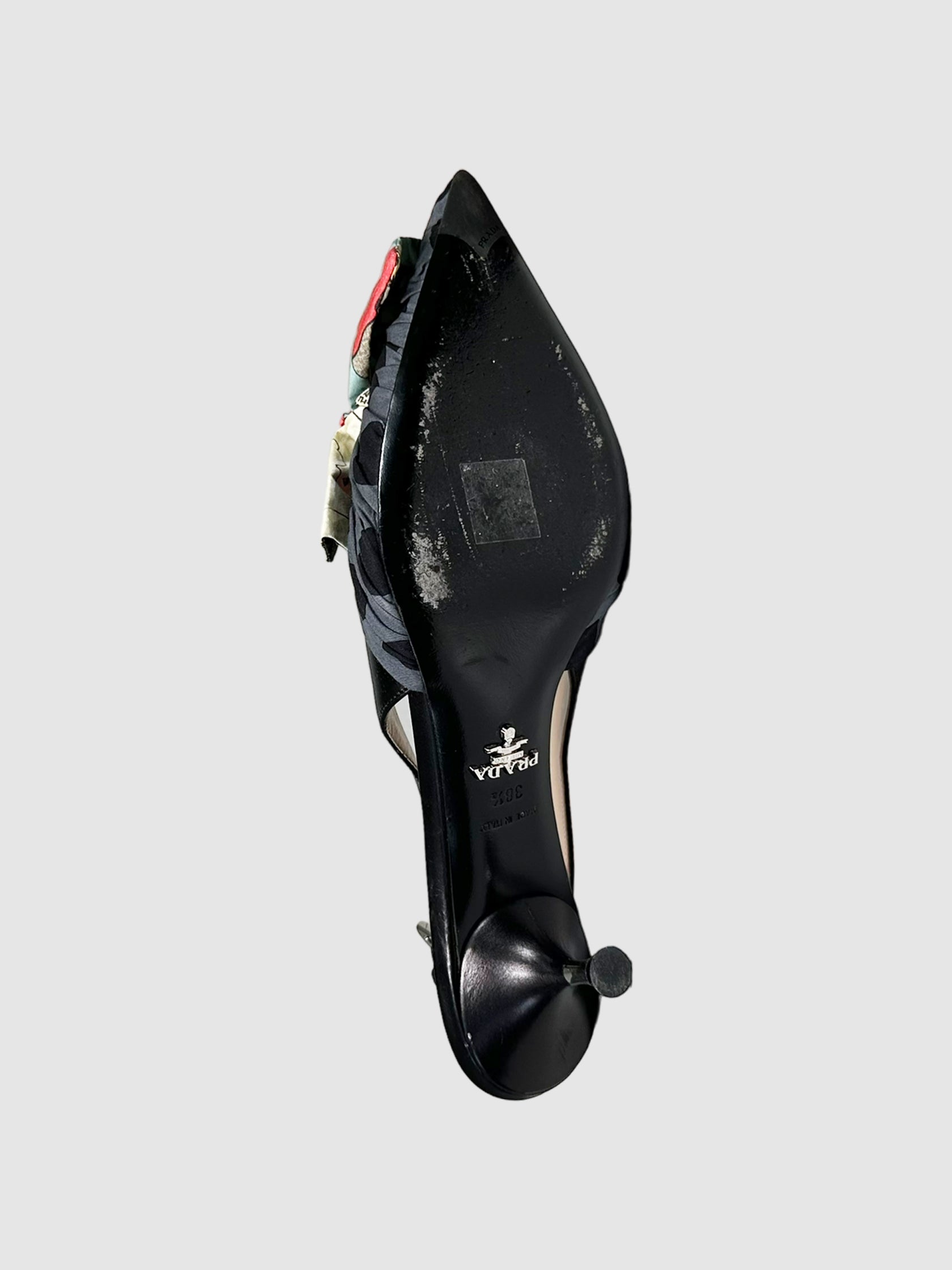 Printed Bow Accents Slingback Pumps - Size 8.5