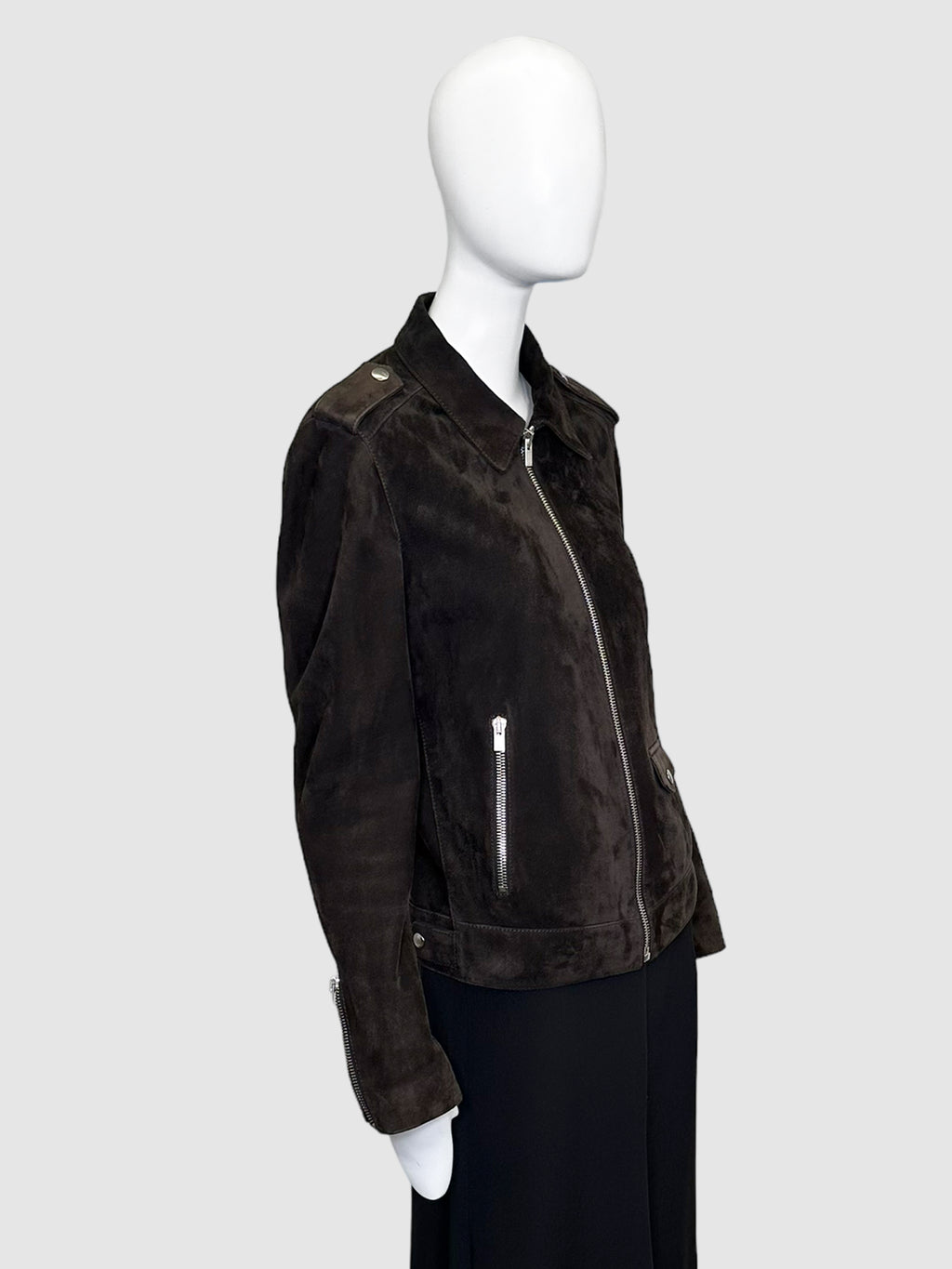 Suede Zip-Up Jacket - Size XS