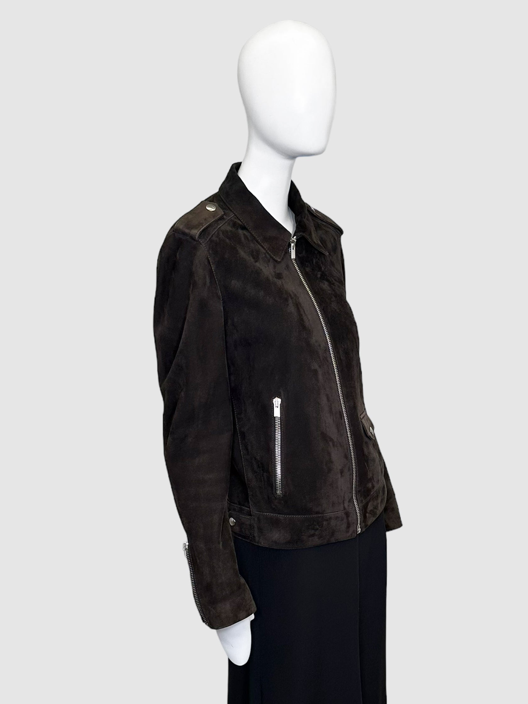 Suede Zip-Up Jacket - Size XS