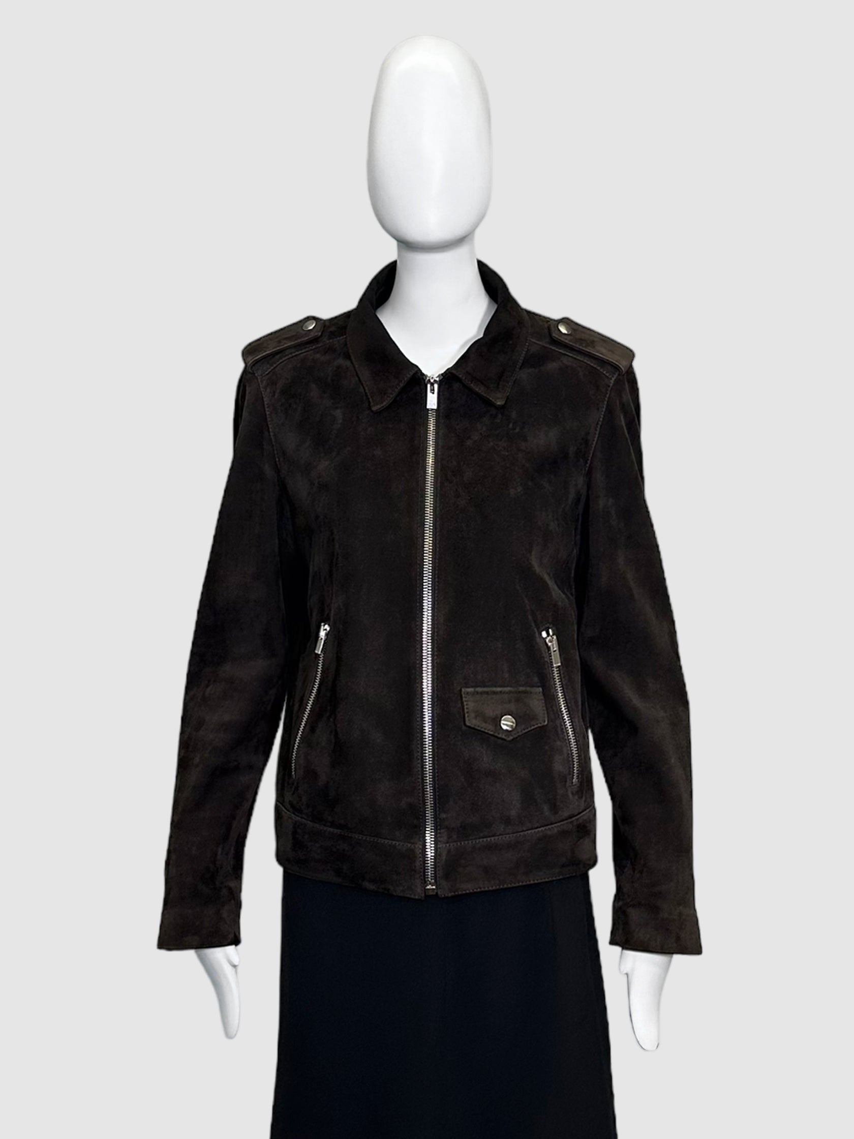 Suede Zip-Up Jacket - Size XS