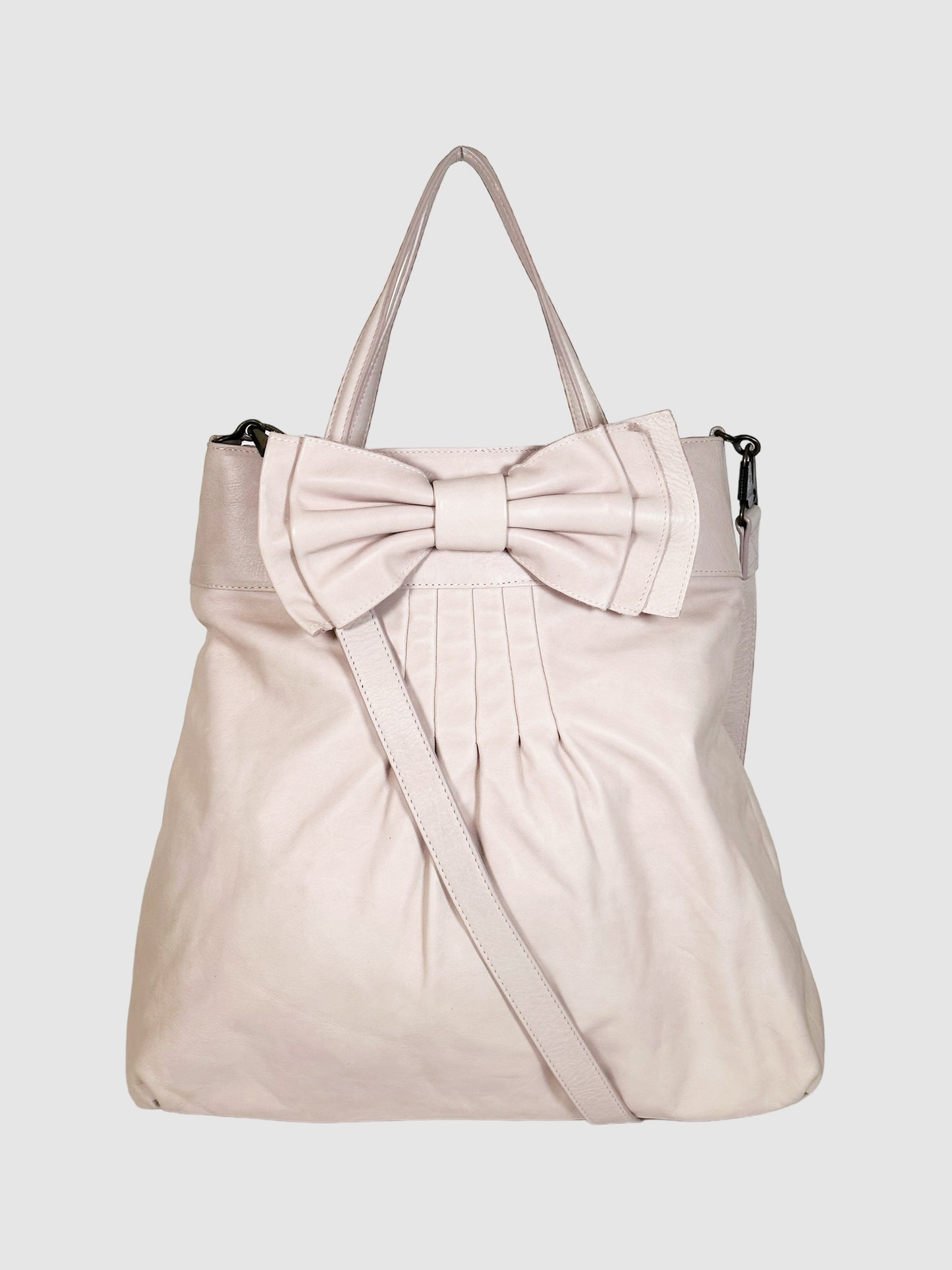 Tall Leather Tote Bag with Bow