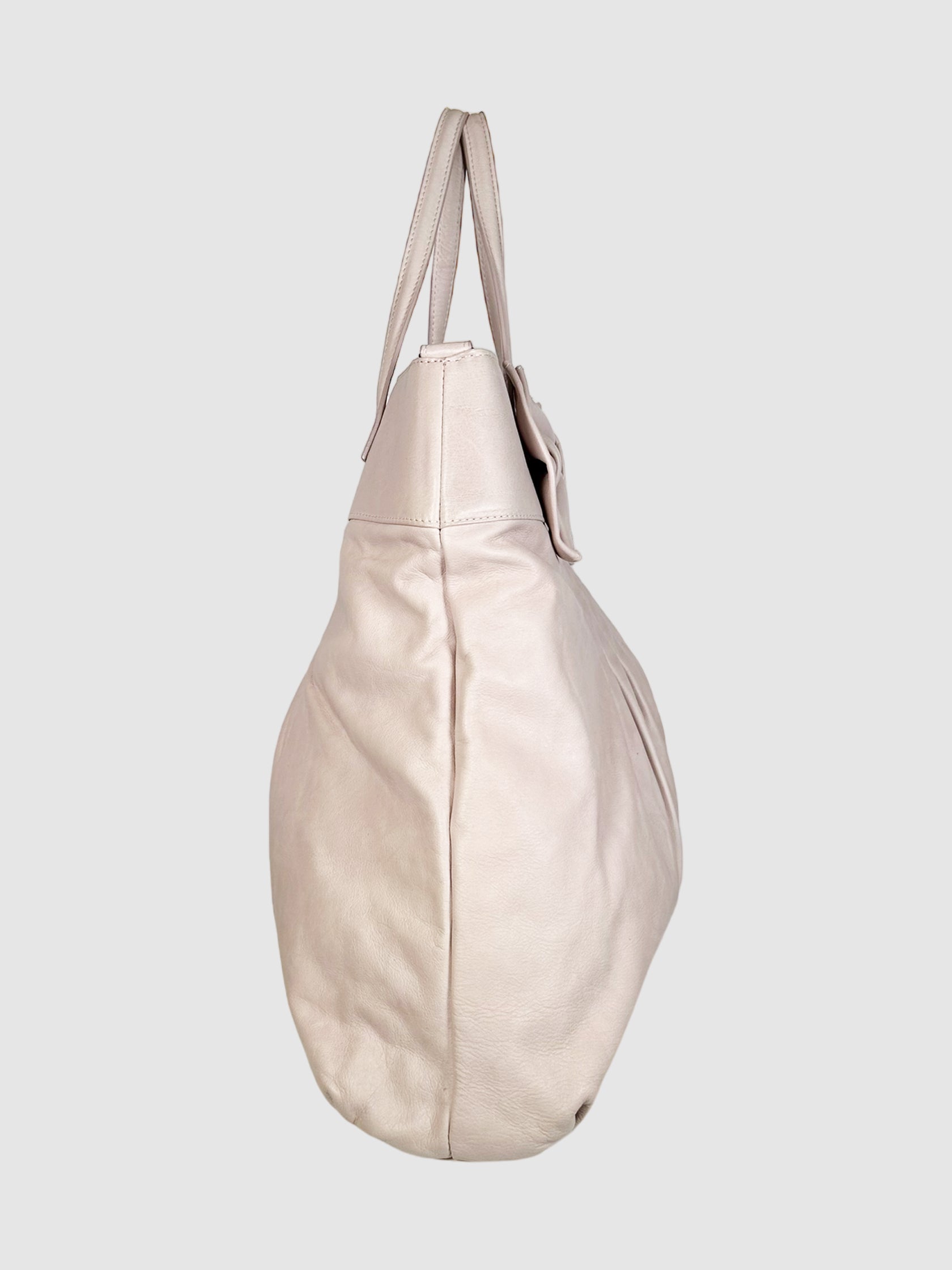Tall Leather Tote Bag with Bow