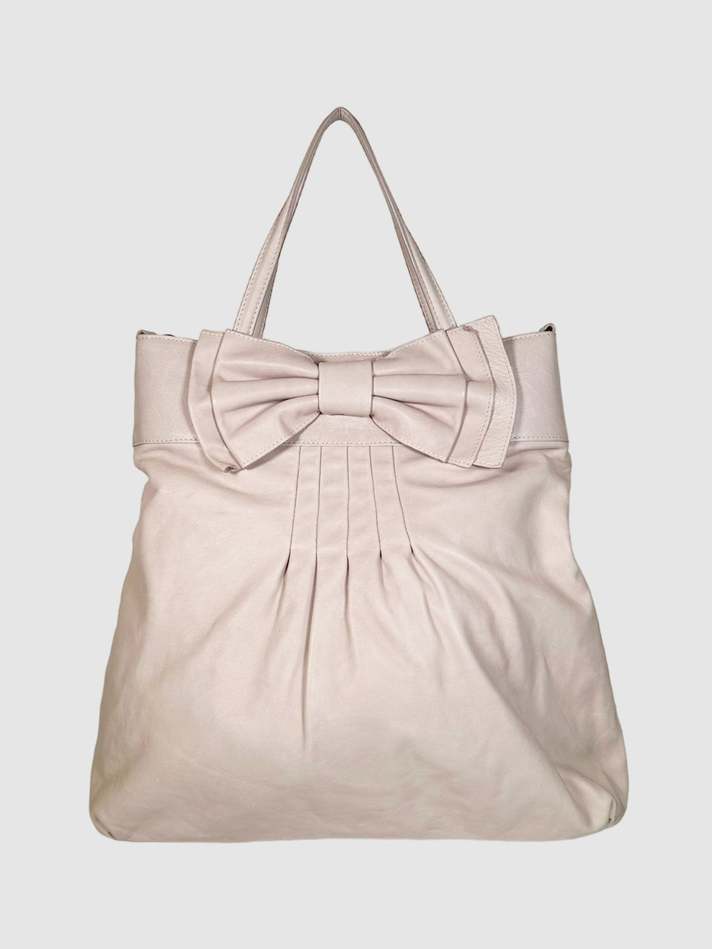 Tall Leather Tote Bag with Bow
