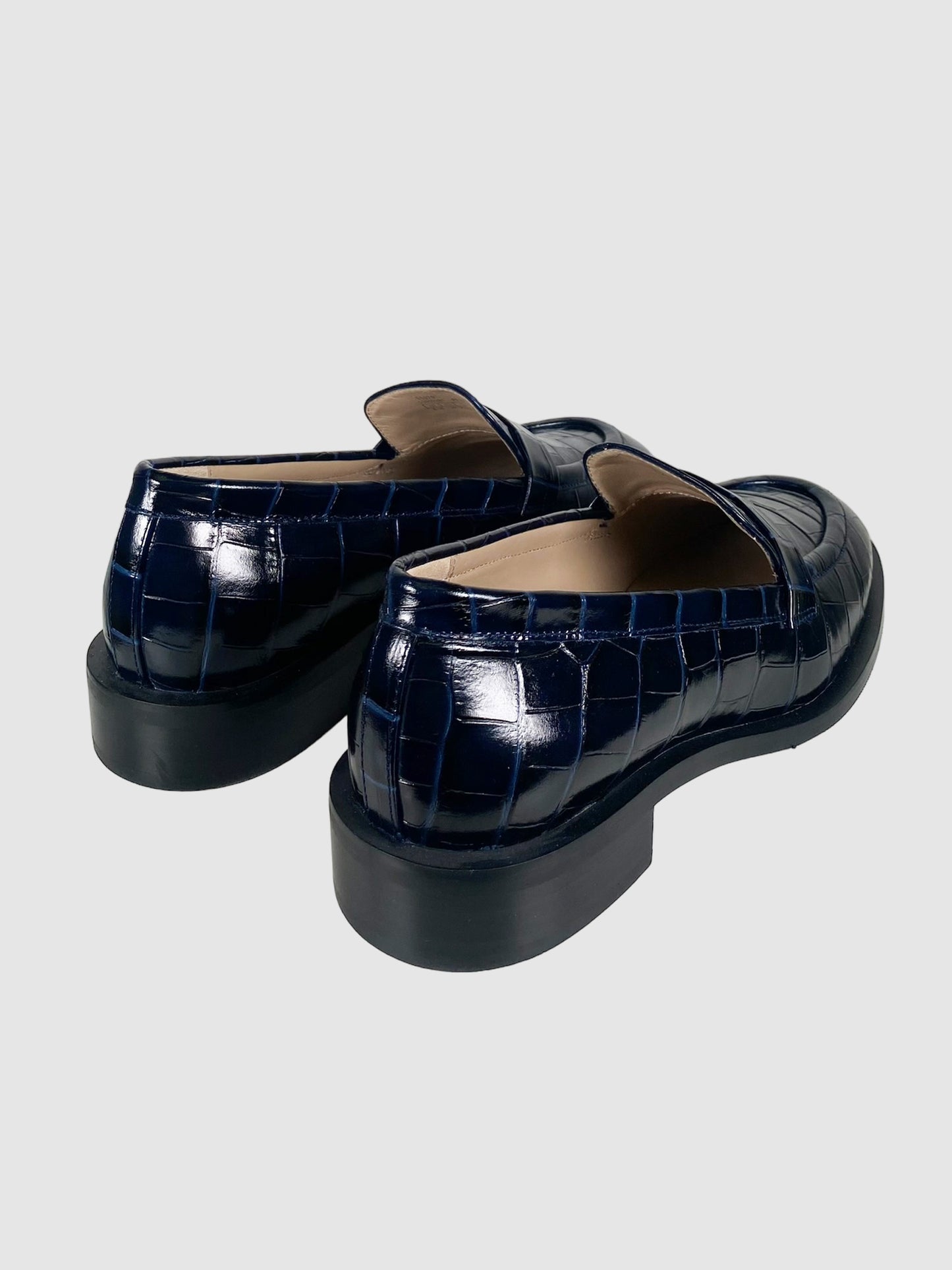 Stuart Weitzman Crocodile Print Leather Loafers - Size 8.5