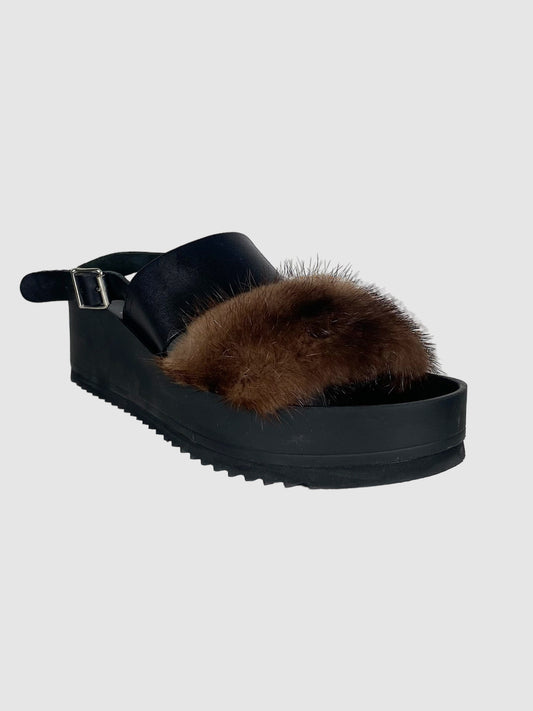P.A.R.O.S.H. Fur Accent Sandals - Size 39