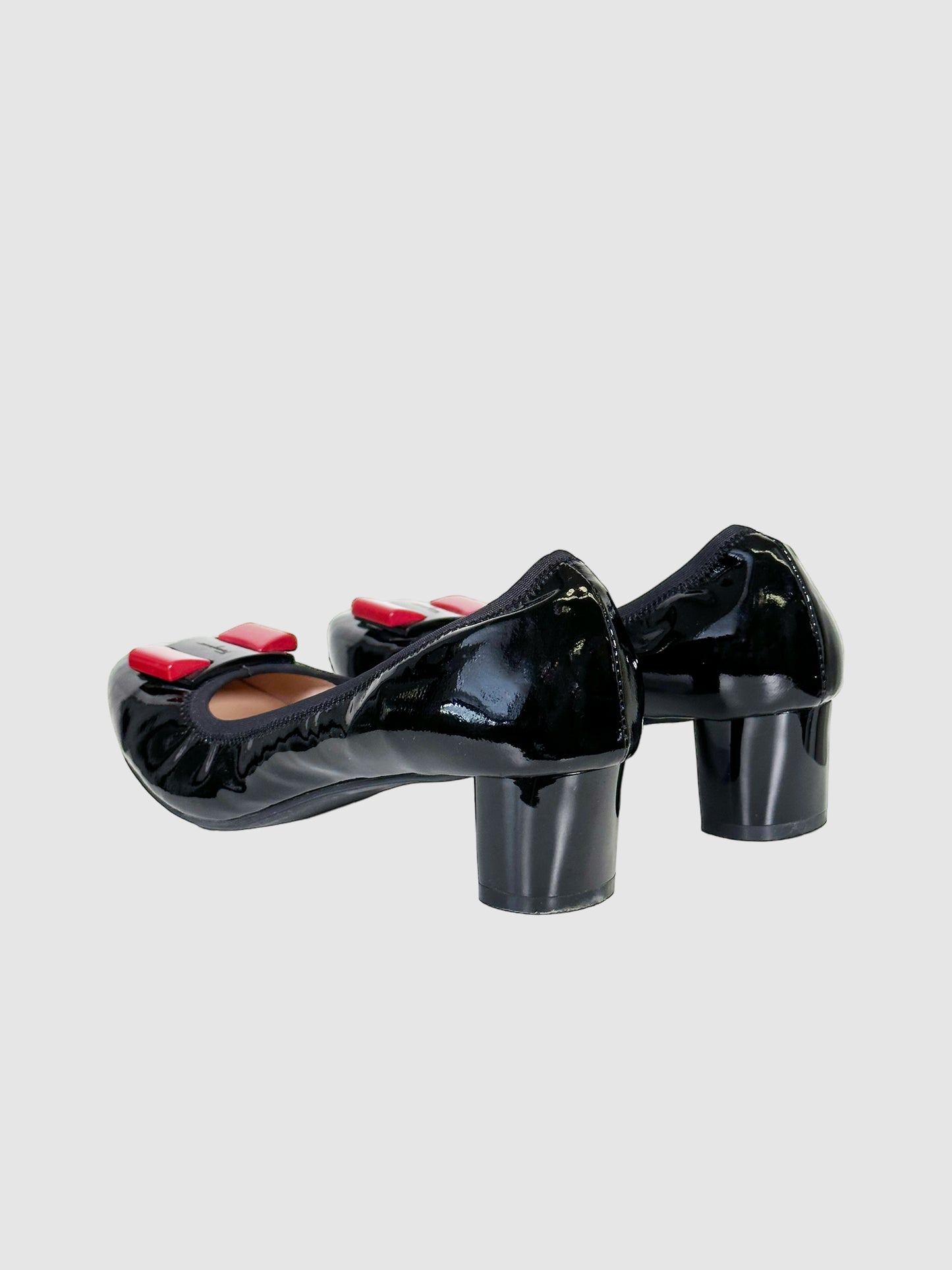 Salvatore Ferragamo Leather Bow Accents Pumps - Size 10