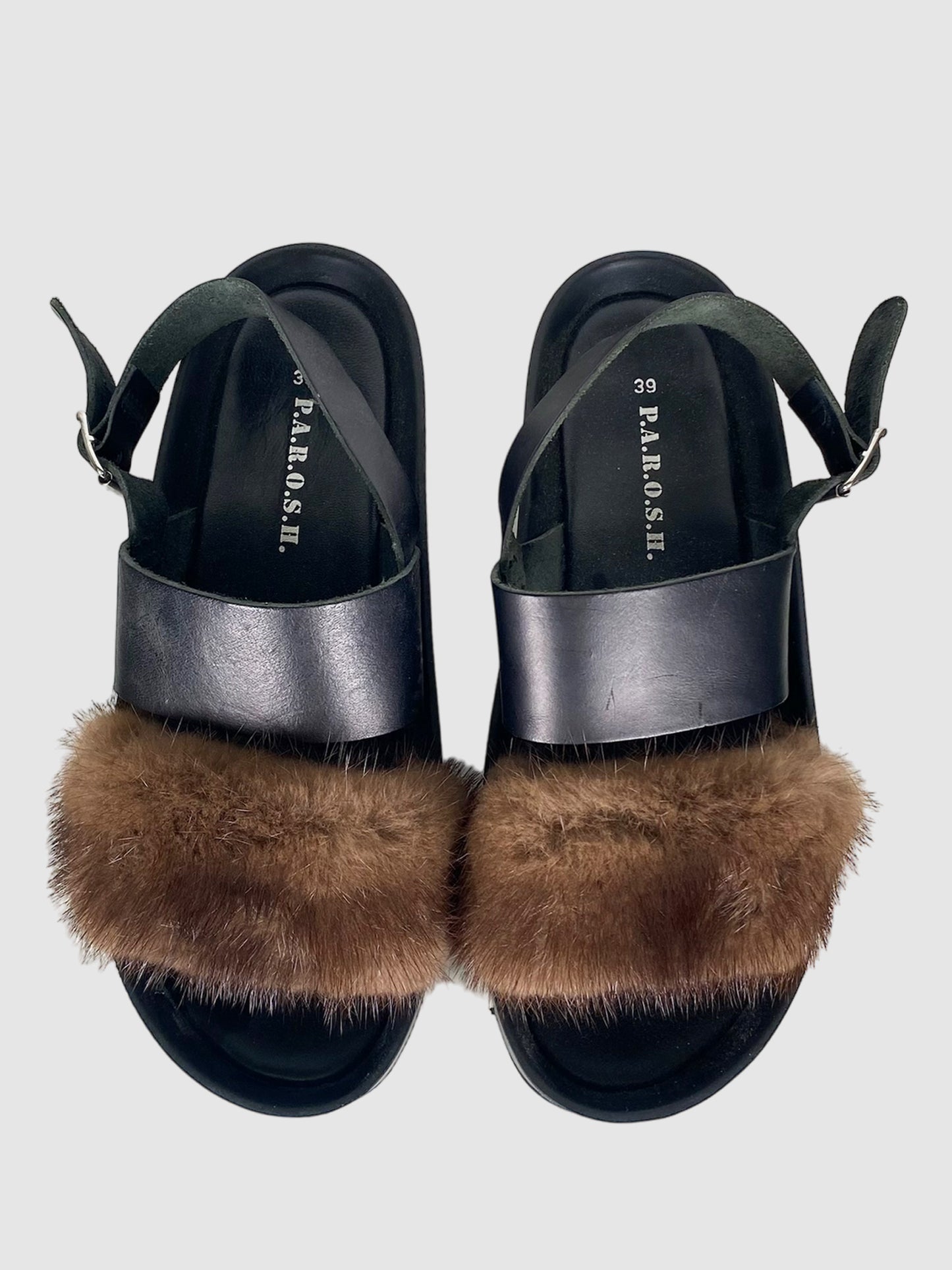 P.A.R.O.S.H. Fur Accent Sandals - Size 39