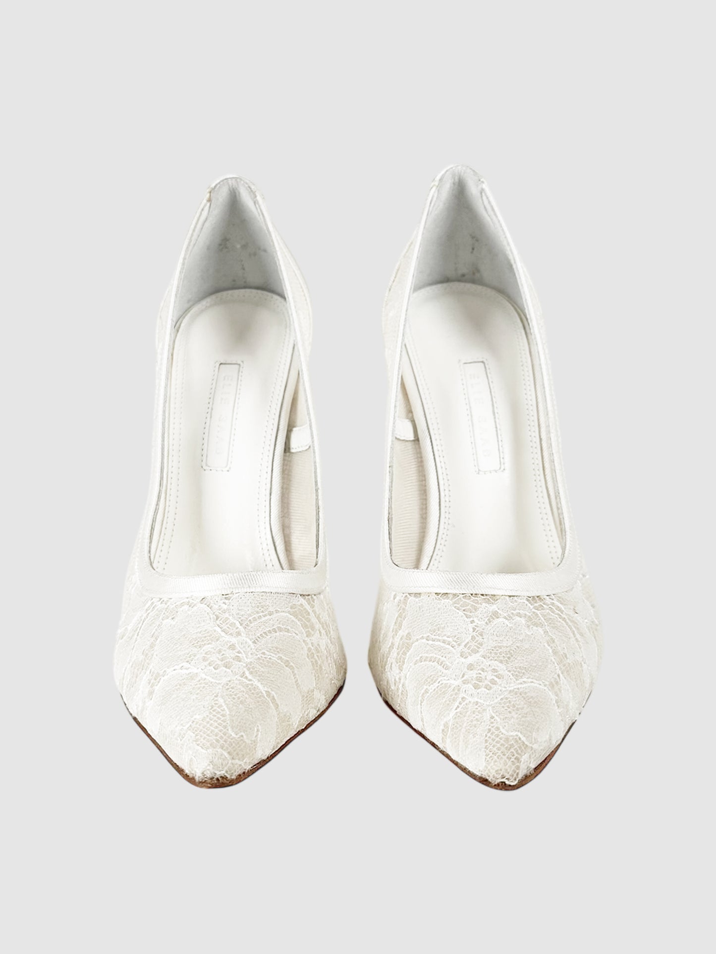 Lace Pointed Toe Pumps - Size 36