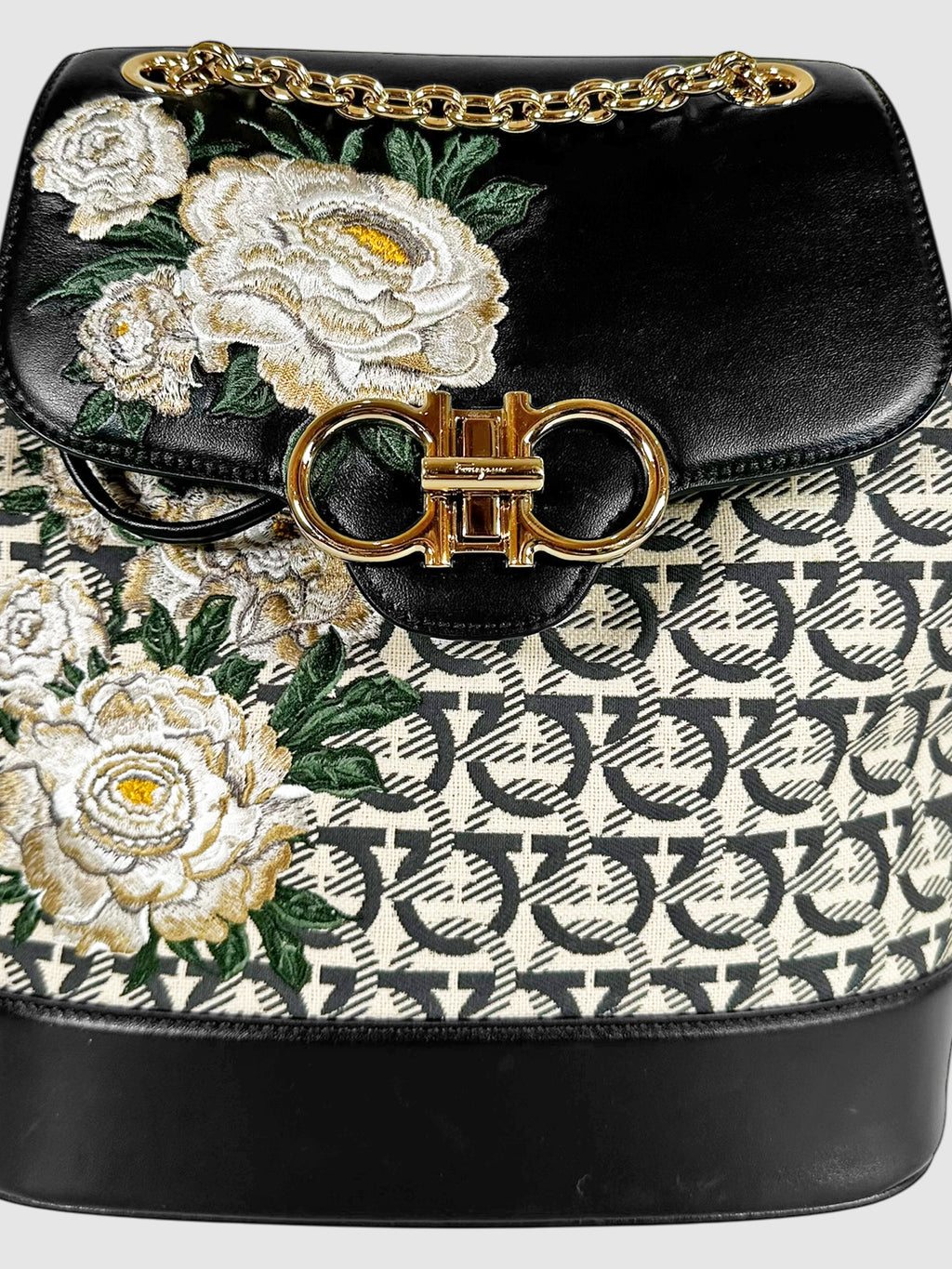 Gancini Monogram Chain Strap Backpack