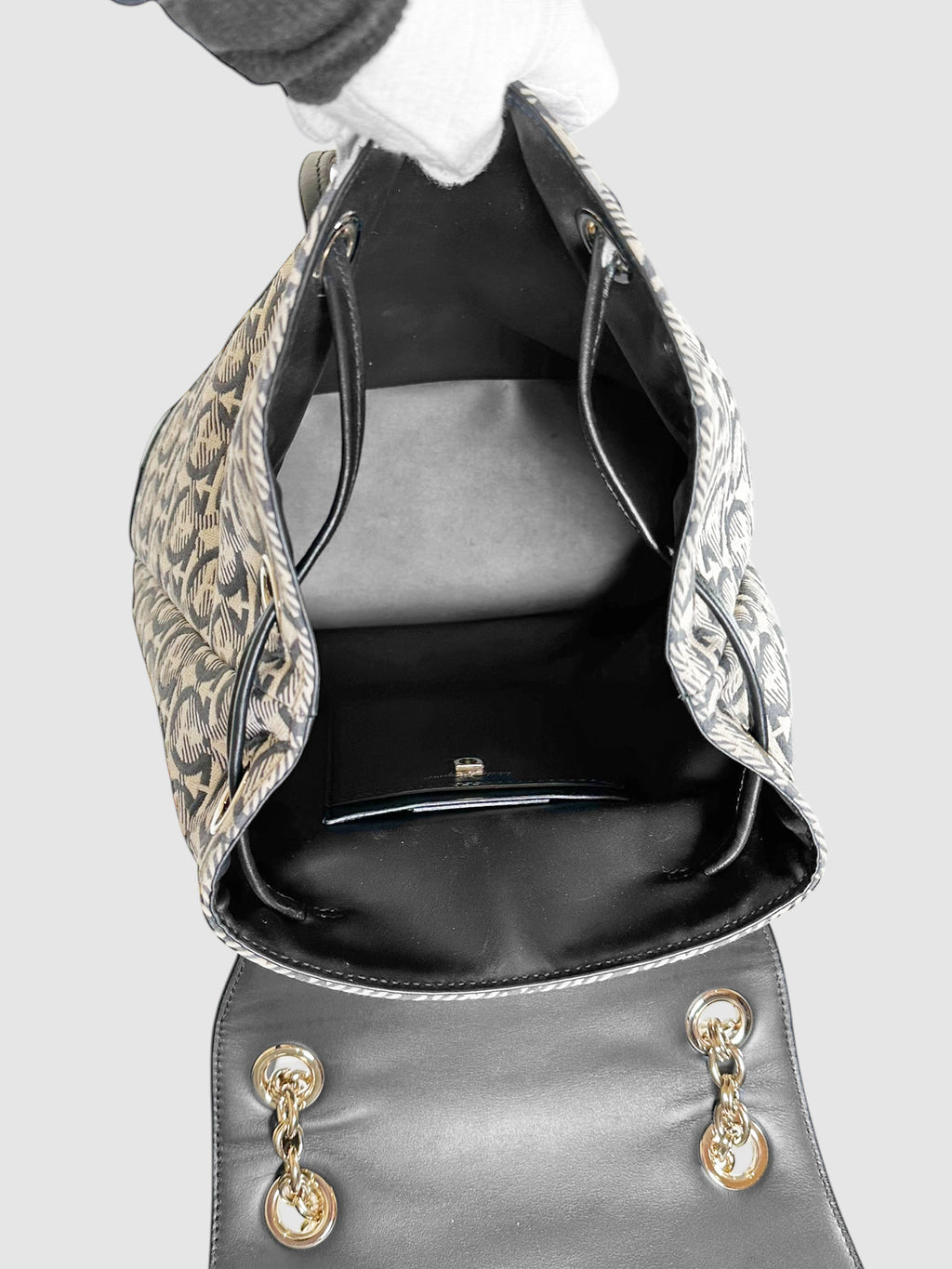 Gancini Monogram Chain Strap Backpack