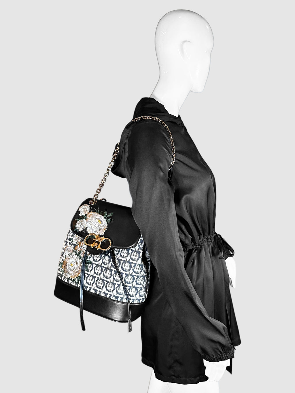 Gancini Monogram Chain Strap Backpack