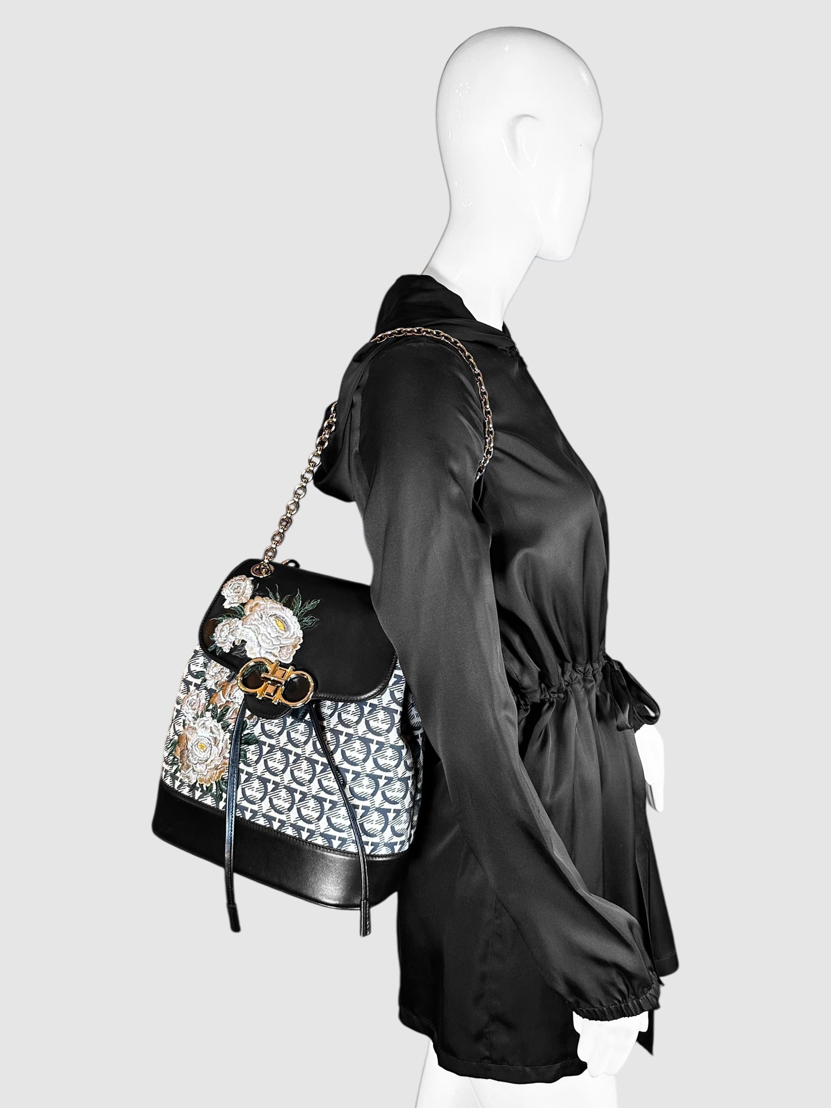 Gancini Monogram Chain Strap Backpack