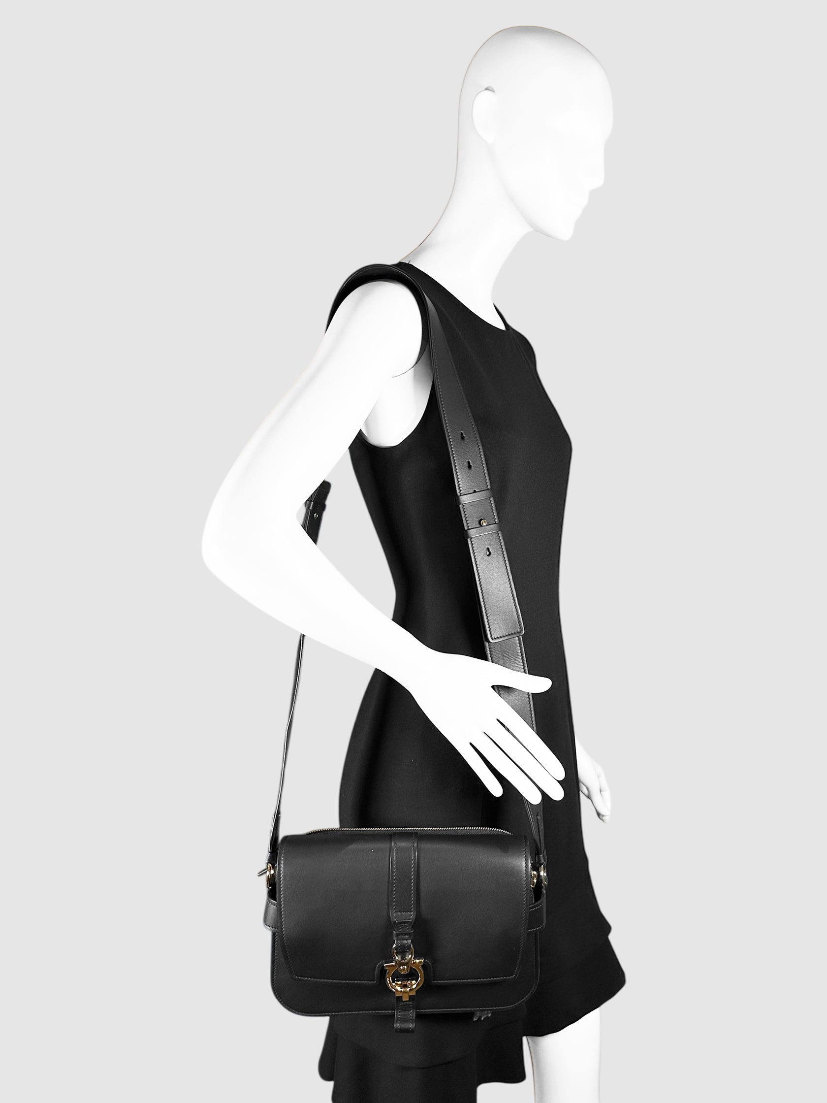 Leather Gancini Crossbody Bag