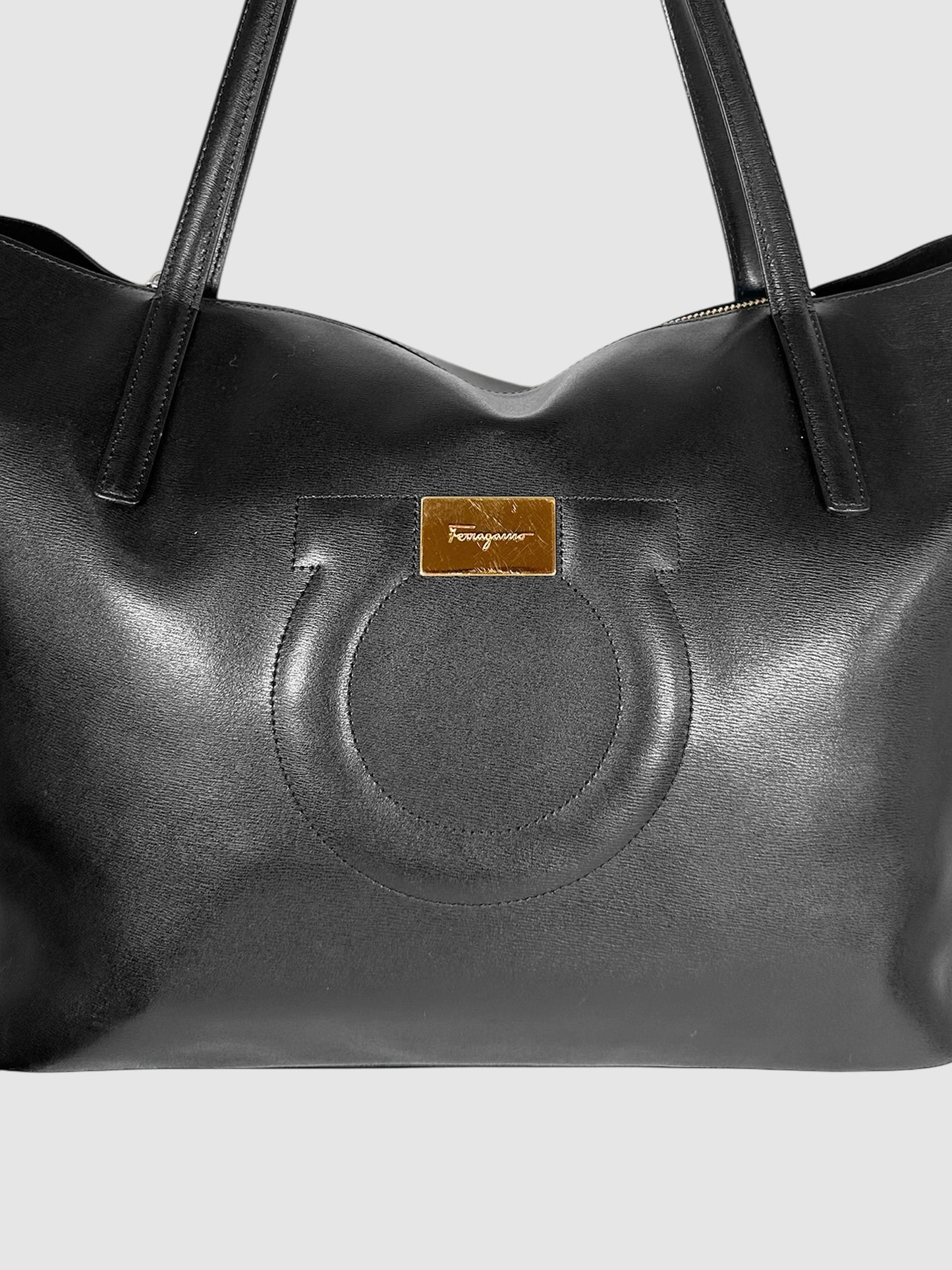 Leather Gancini Tote Bag