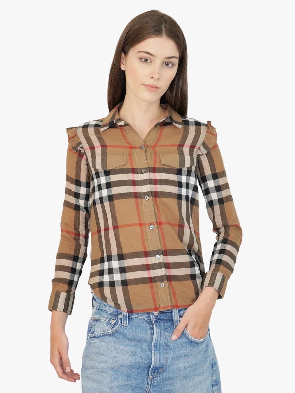 Ruffle Check Top