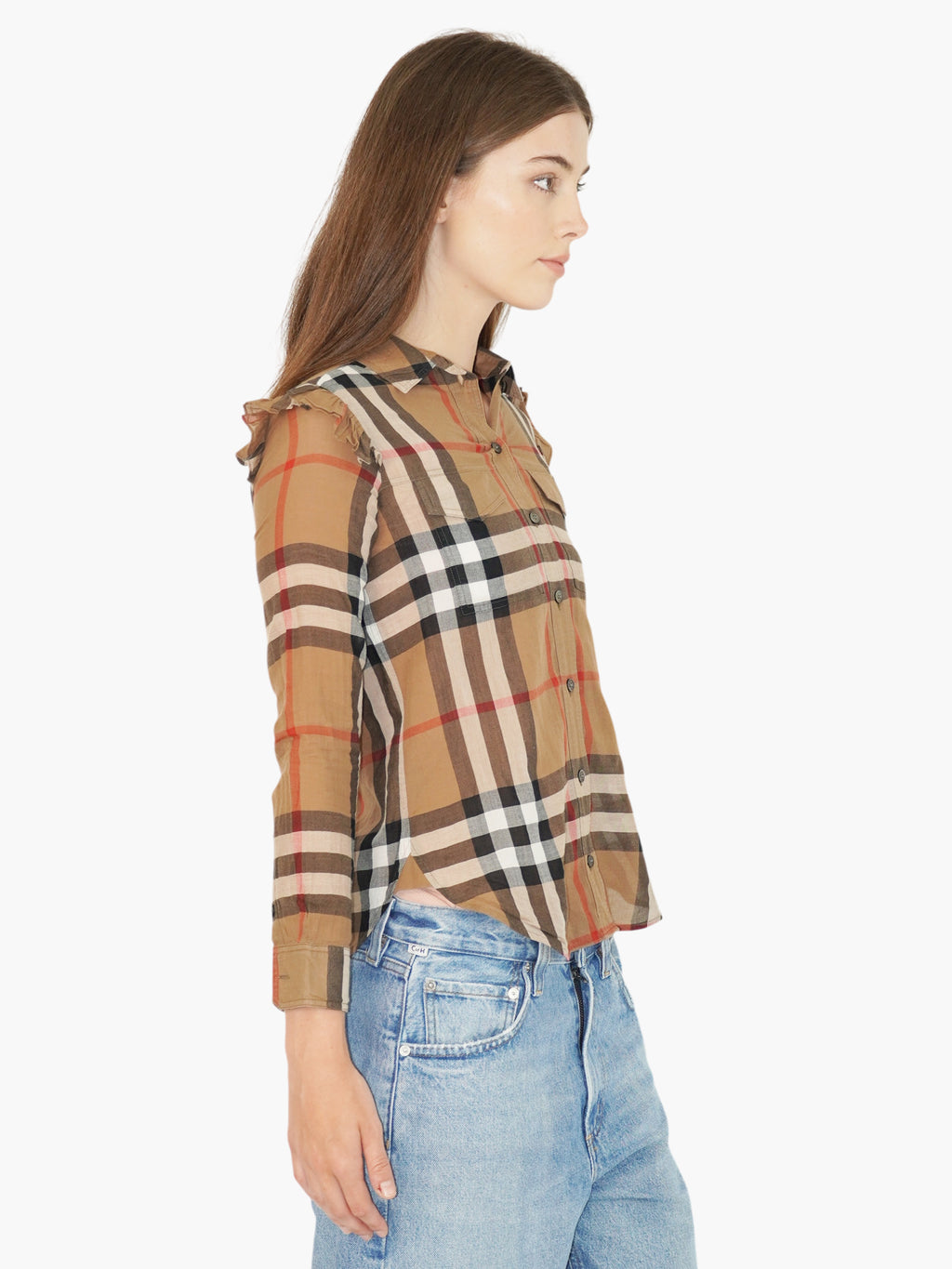 Ruffle Check Top