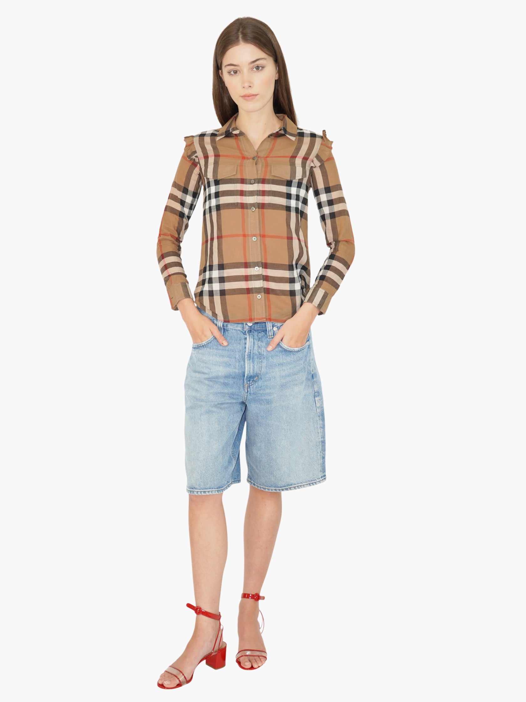 Ruffle Check Top
