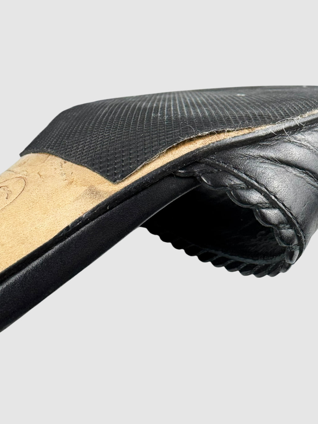 Leather CC Embroidered Slide Mules