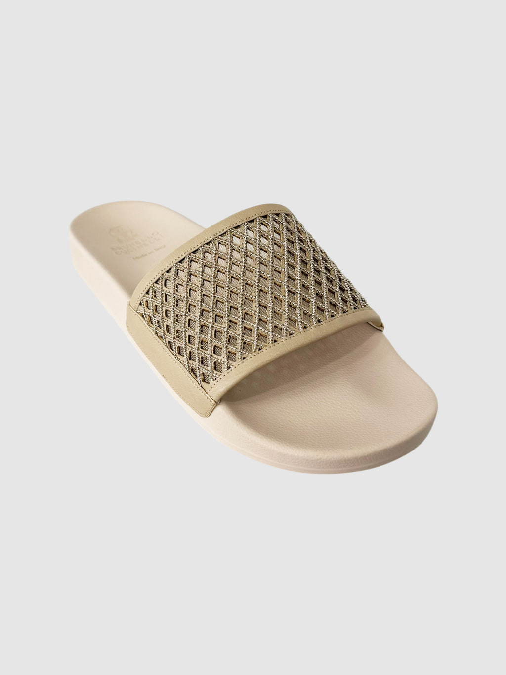 Monili Trim Leather Slides