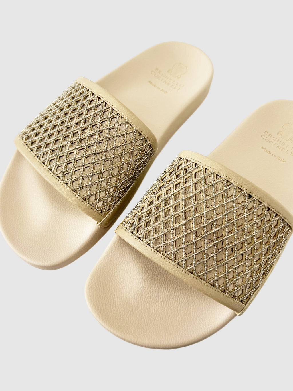 Monili Trim Leather Slides
