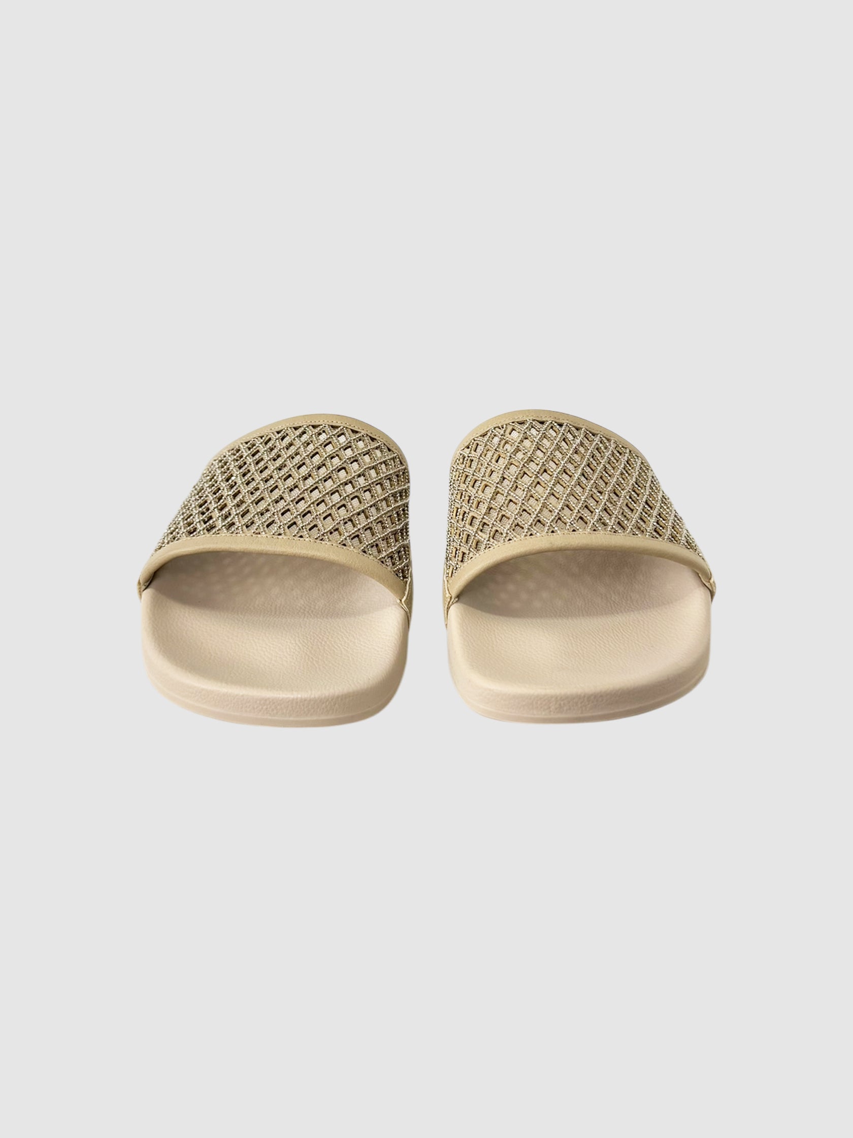 Monili Trim Leather Slides