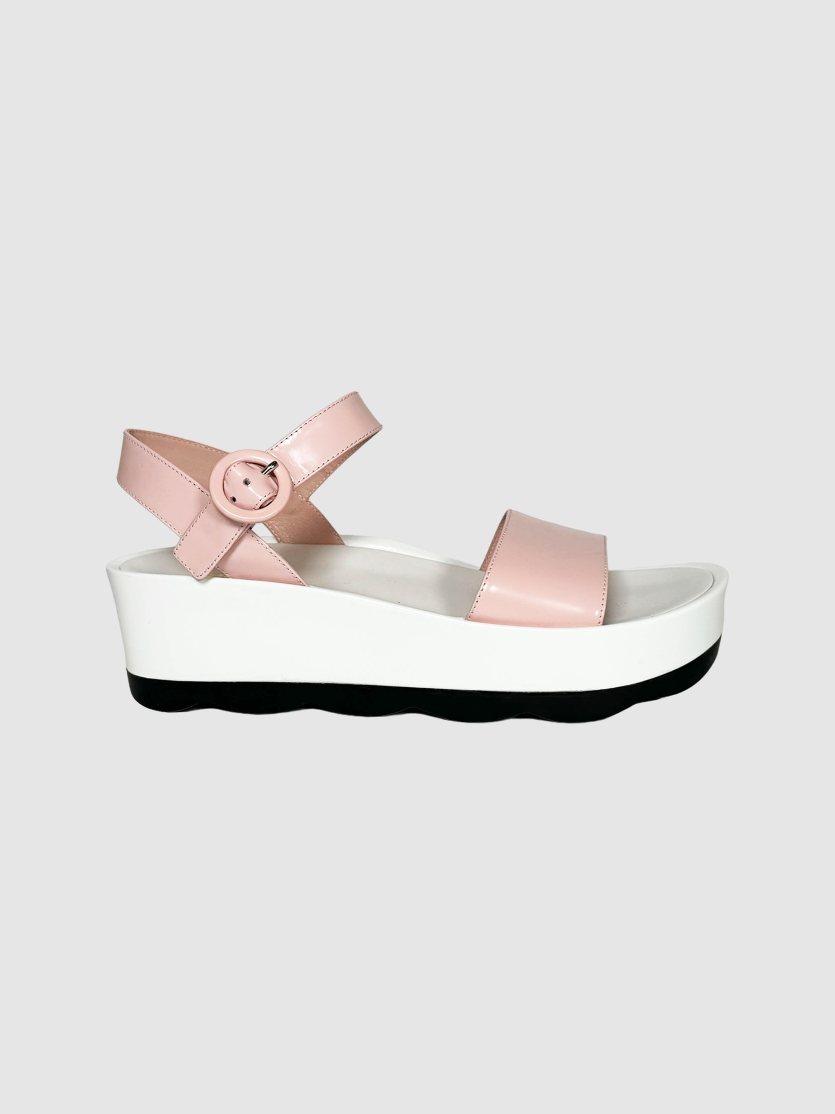 Leather Platform Sandals - Size 40.5