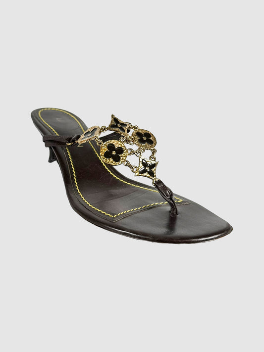 Floral Print Thong Sandals - Size 40