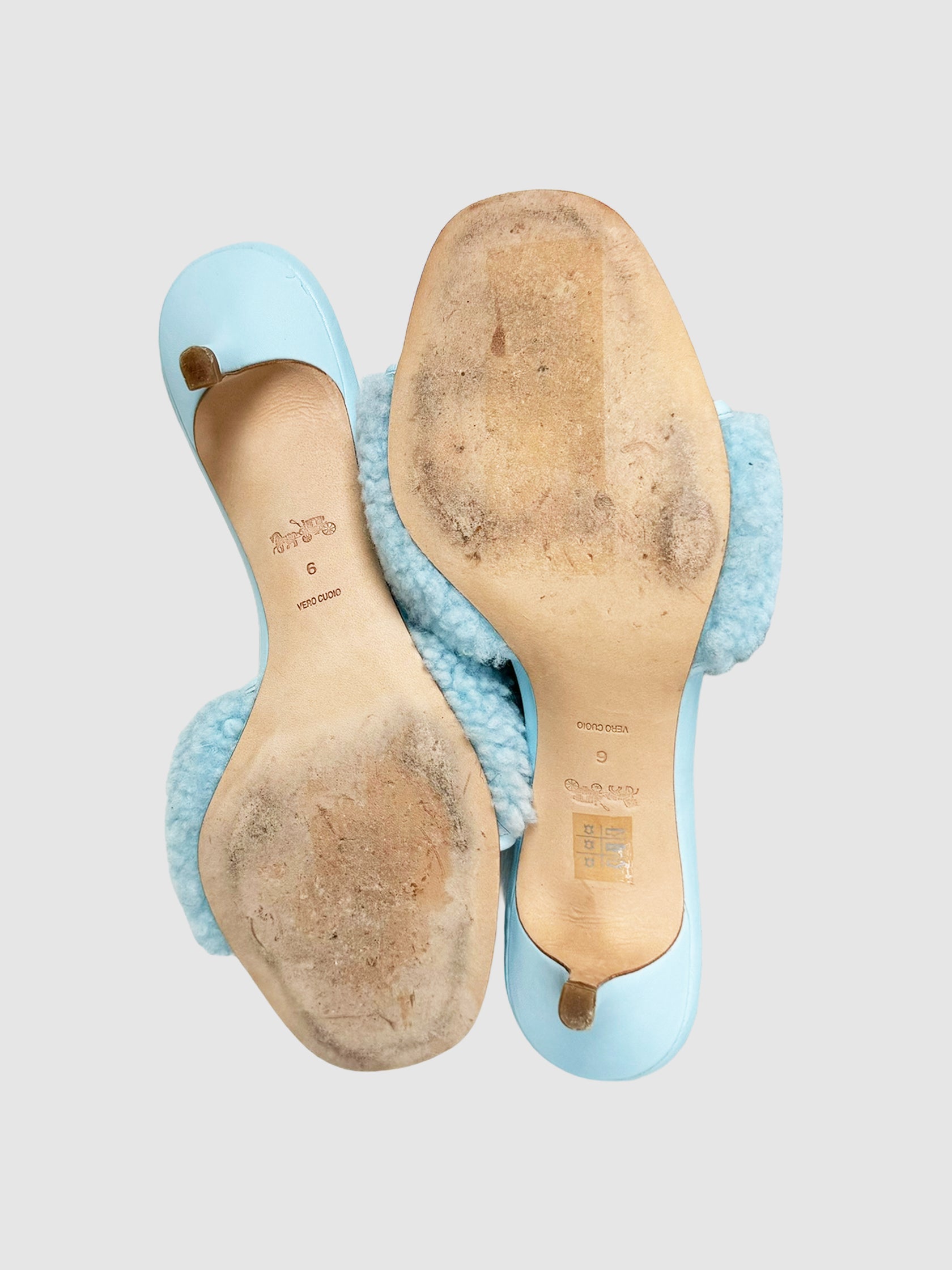 Shearling Kitten Heels - Size 6