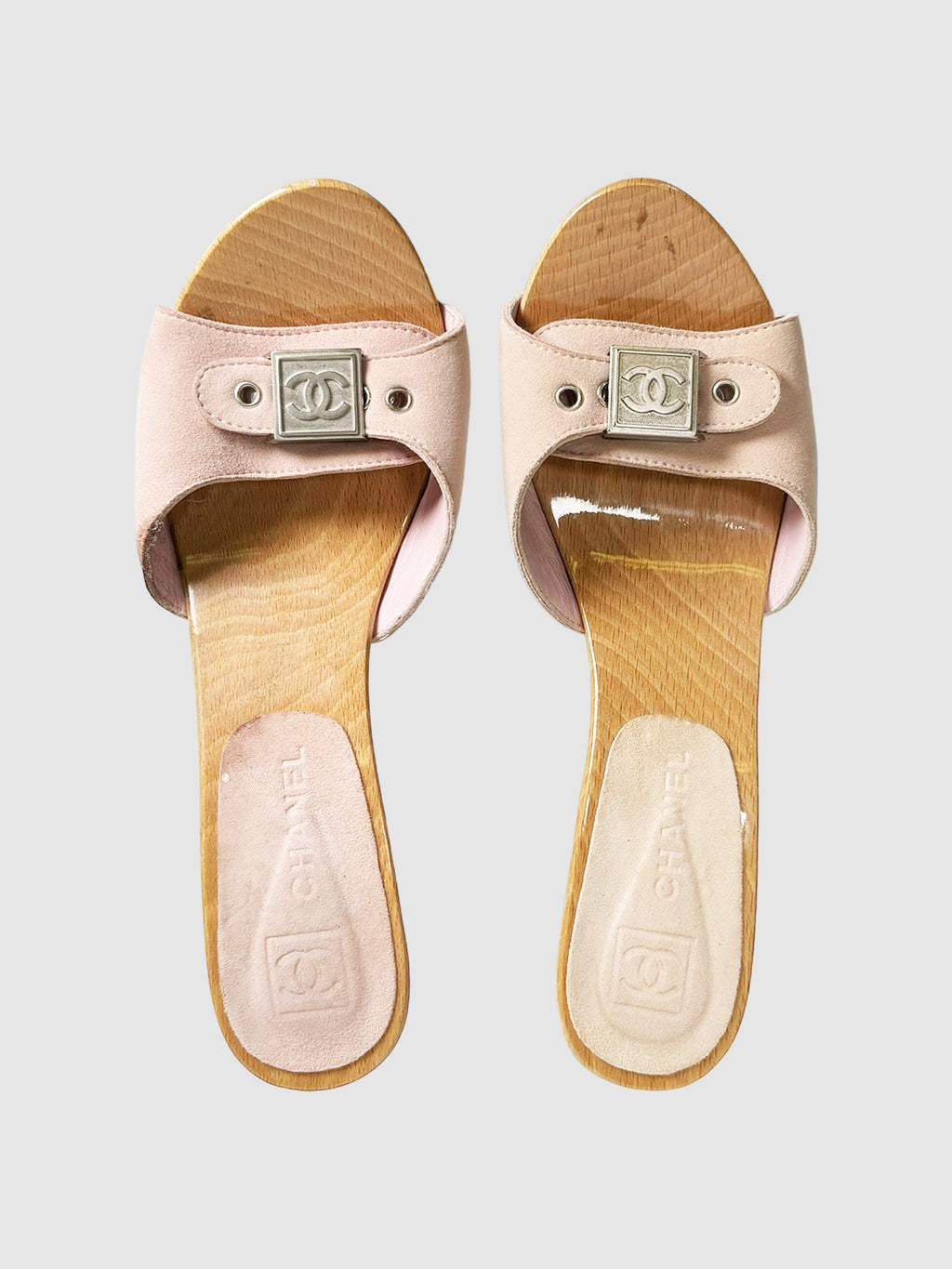 CC Suede Wooden Heels - Size 36