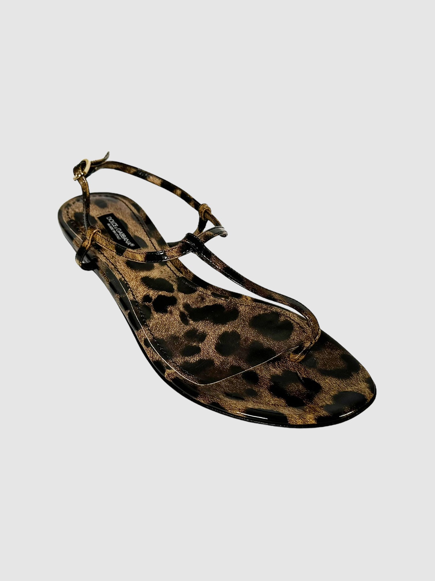 Leopard Print T-Strap Sandals - Size 37