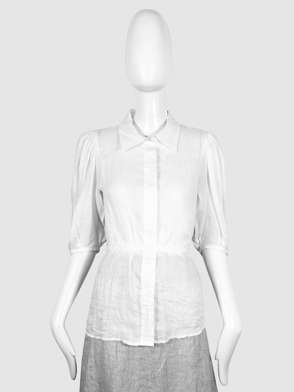 Sandro White Collared Button Down Top with Detachable Waist Tie Size Small Consignment Secondhand Designer Luxury Resale Toronto Trendy