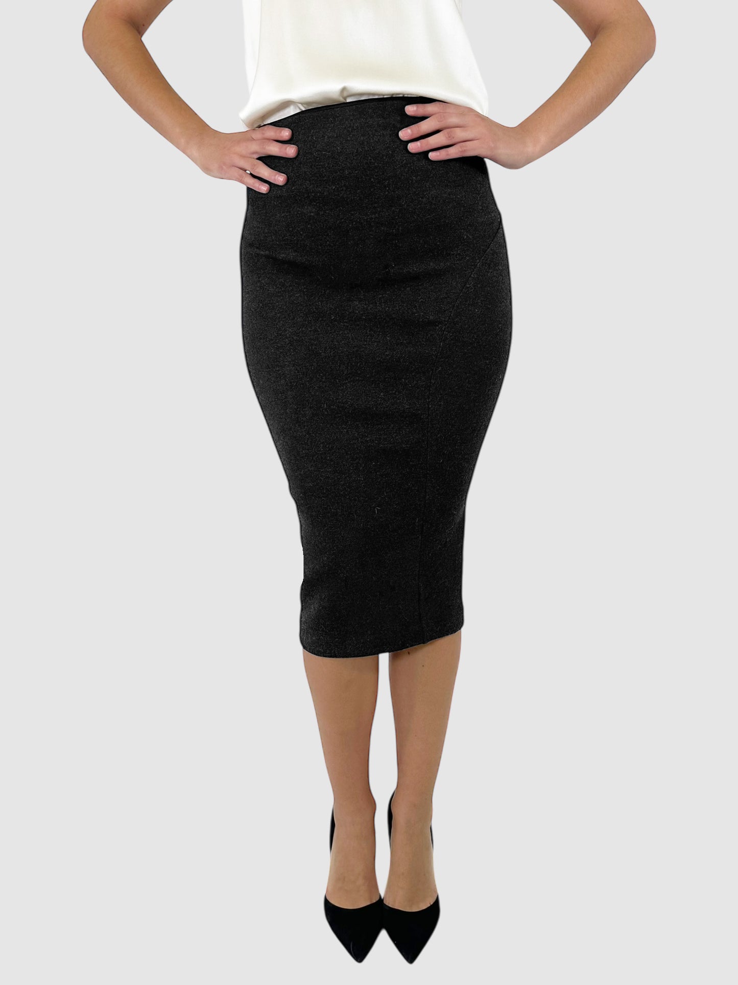 Wool Midi Pencil Skirt - Size 4