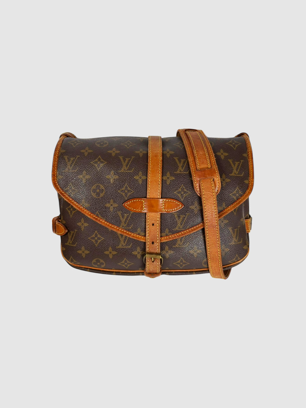 Louis Vuitton Brown Monogram Canvas and Leather Saumur 30 Crossbody Bag luxury designer resale consignment toronto canada secondhand handbag
