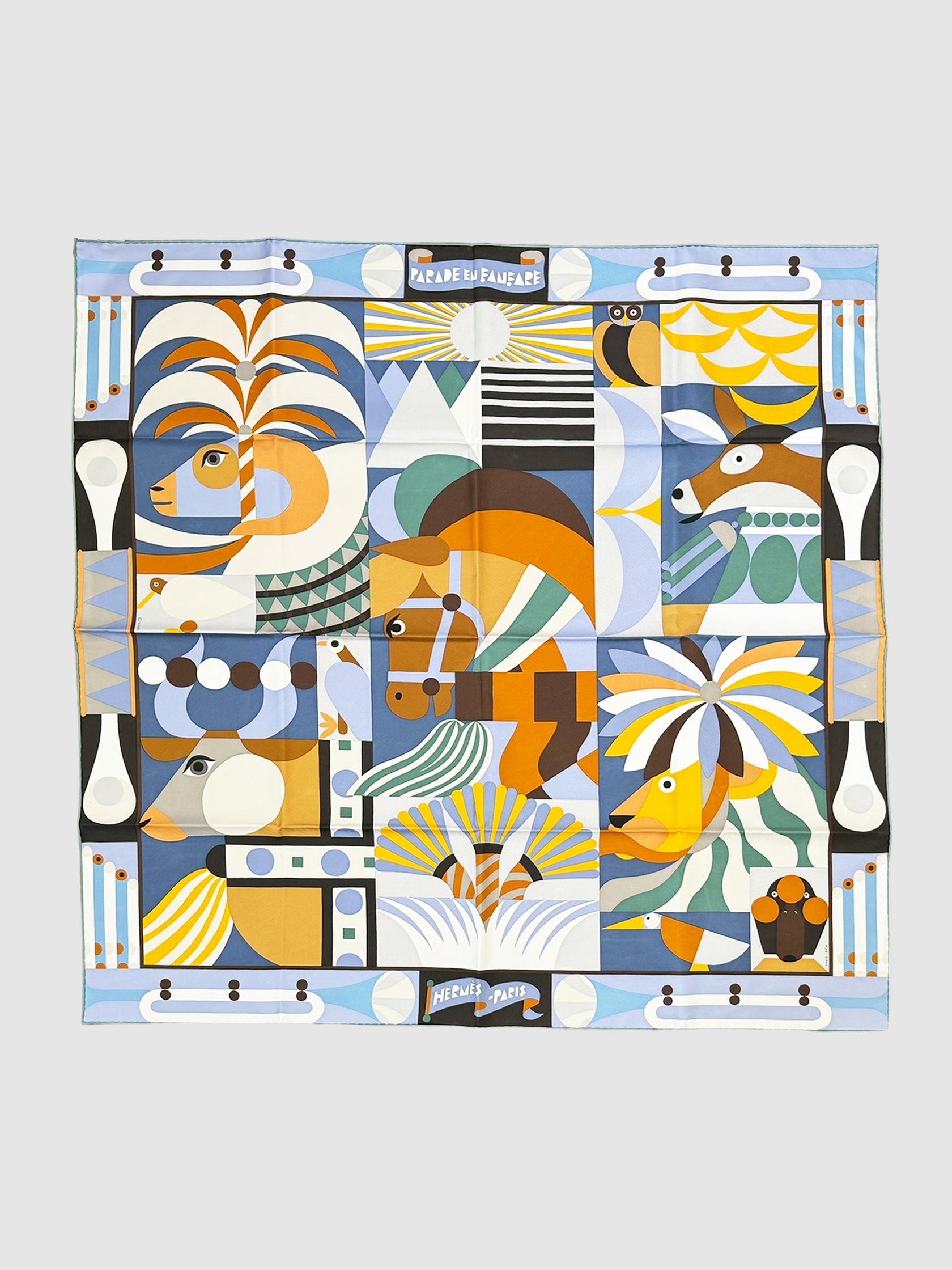 Hermès "Parade en Fanfare" Silk Scarf 90 Consignment Secondhand Designer Luxury Resale Toronto Trendy